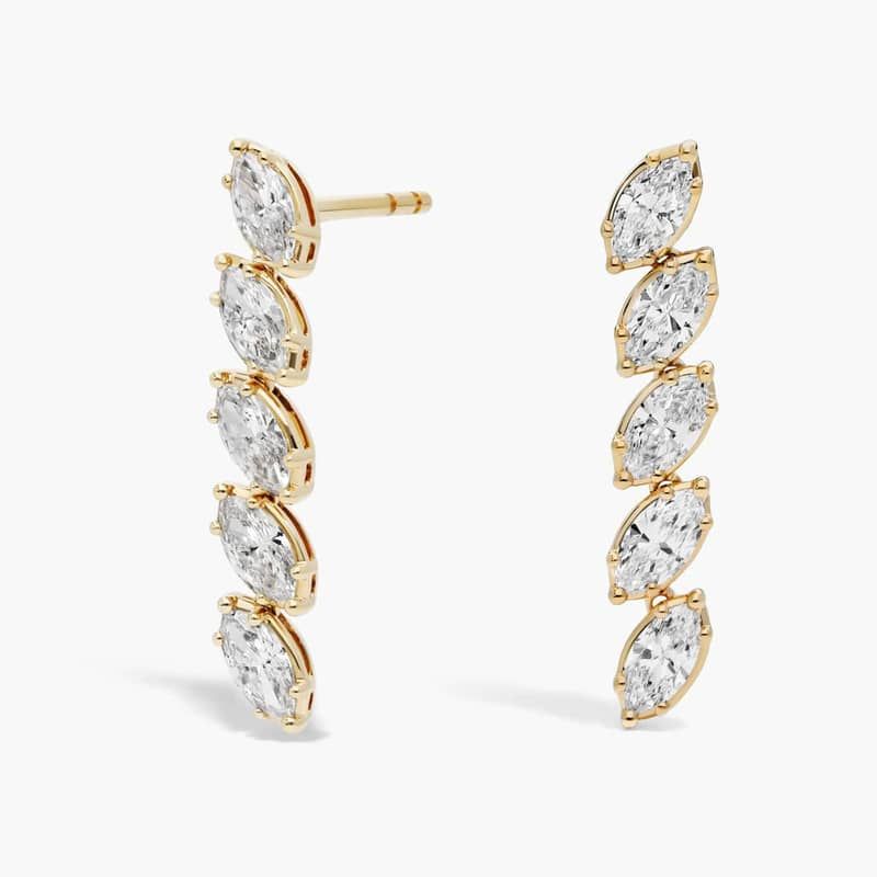 Drop Earrings With 1.70 CTW Marquise Cut Lab-Grown Diamonds In 14K Yellow Gold