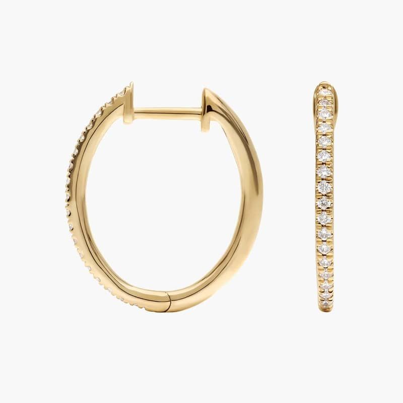 Diamond Hoop Earrings with 0.25 CTW Round Cut Lab-Grown Diamonds in 14K Yellow Gold
