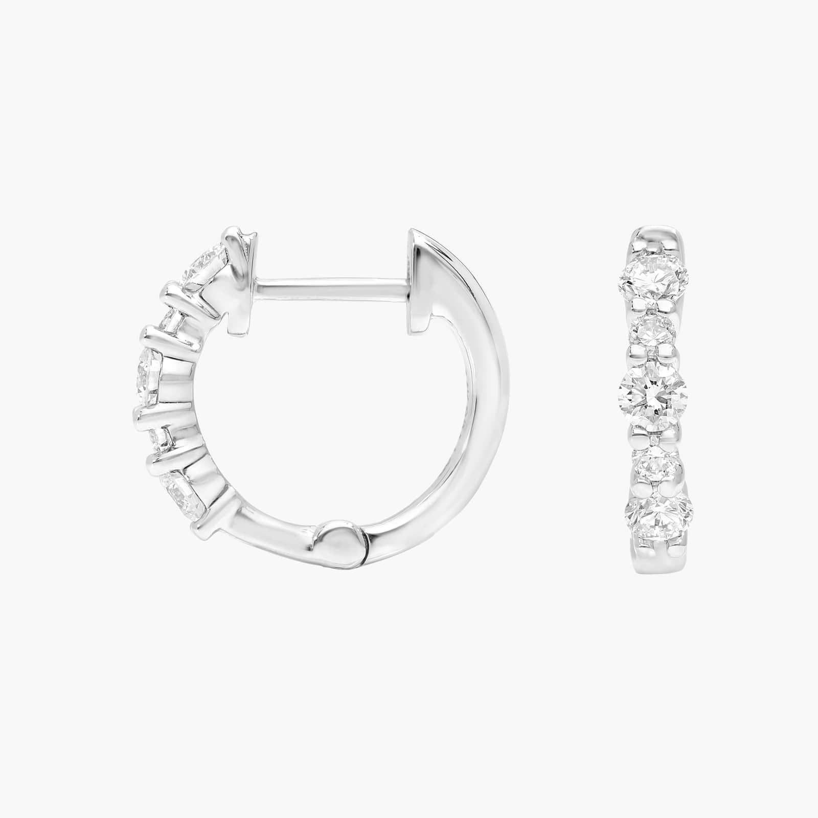 Diamond Hoop Earrings with 0.5 CTW Round Cut Lab-Grown Diamonds in 14K White Gold