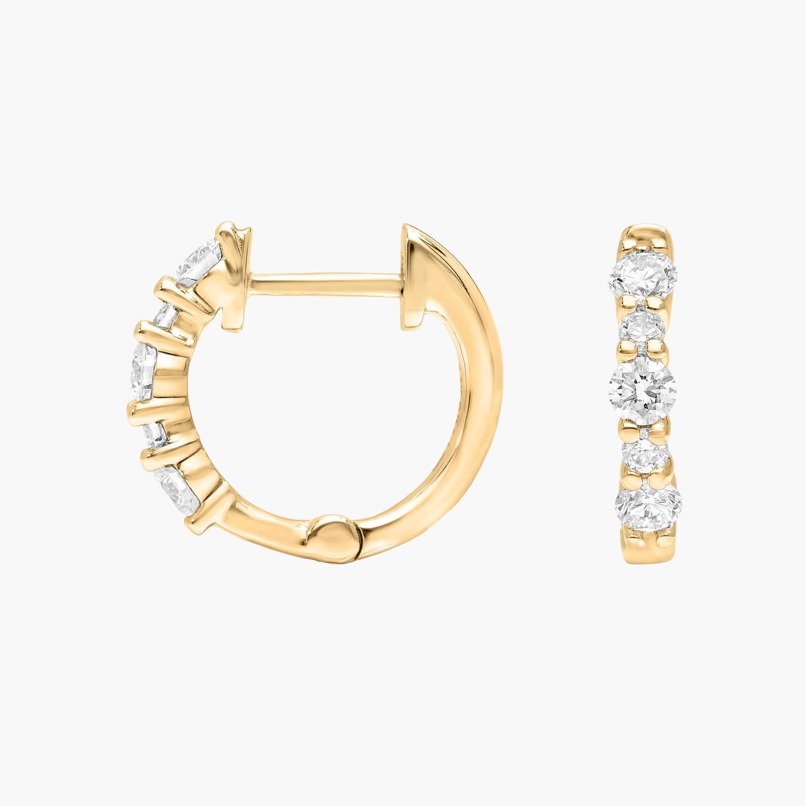 Diamond Hoop Earrings with 0.5 CTW Round Cut Lab-Grown Diamonds in 14K Yellow Gold