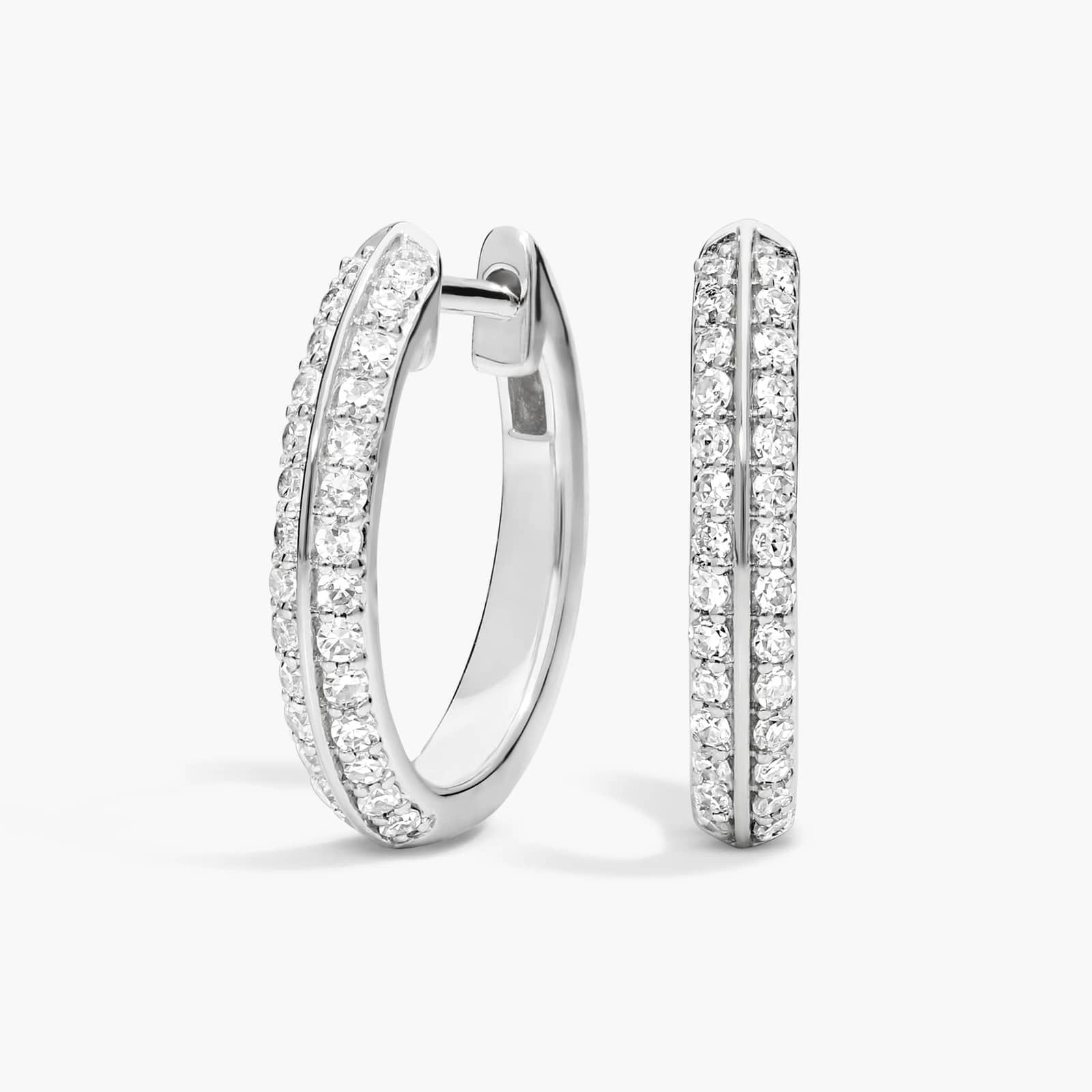 Oval Diamond Hoop Earrings with 0.4 CTW Round Cut Lab-Grown Diamonds in 14K White Gold