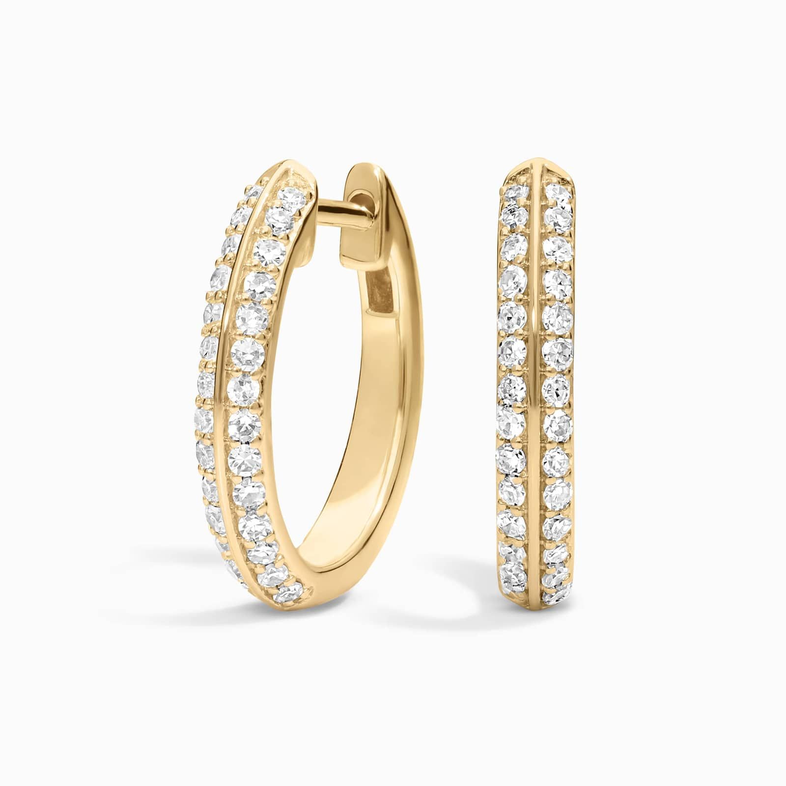 Oval Diamond Hoop Earrings with 0.4 CTW Round Cut Lab-Grown Diamonds in 14K Yellow Gold