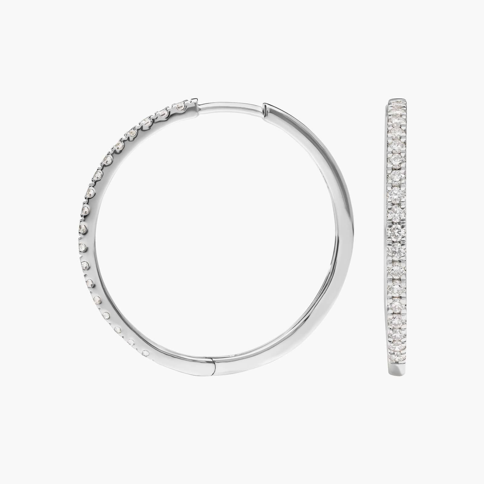 Diamond Hoop Earrings with 0.5 CTW Round Cut Lab-Grown Diamonds in 14K White Gold