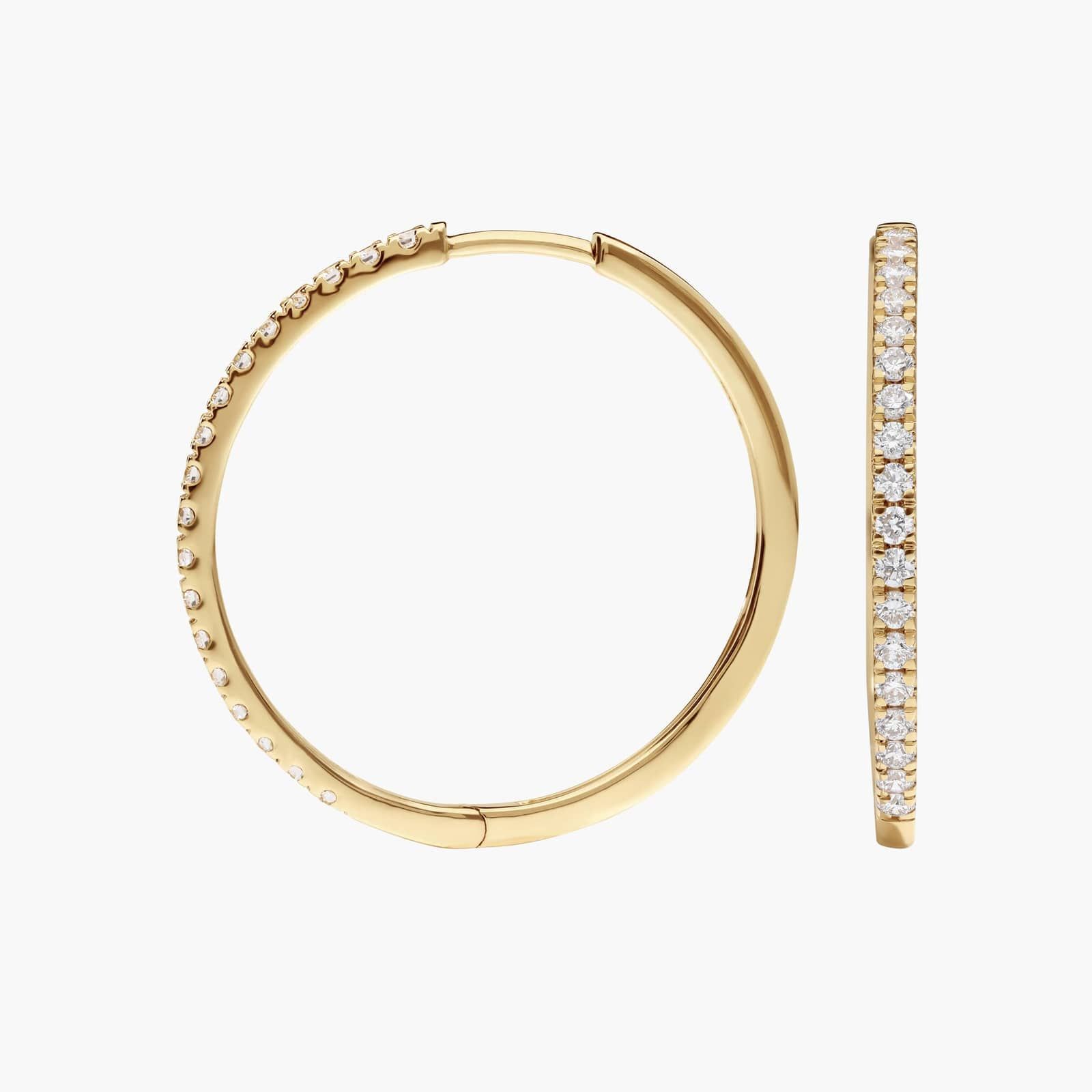 Diamond Hoop Earrings with 0.5 CTW Round Cut Lab-Grown Diamonds in 14K Yellow Gold