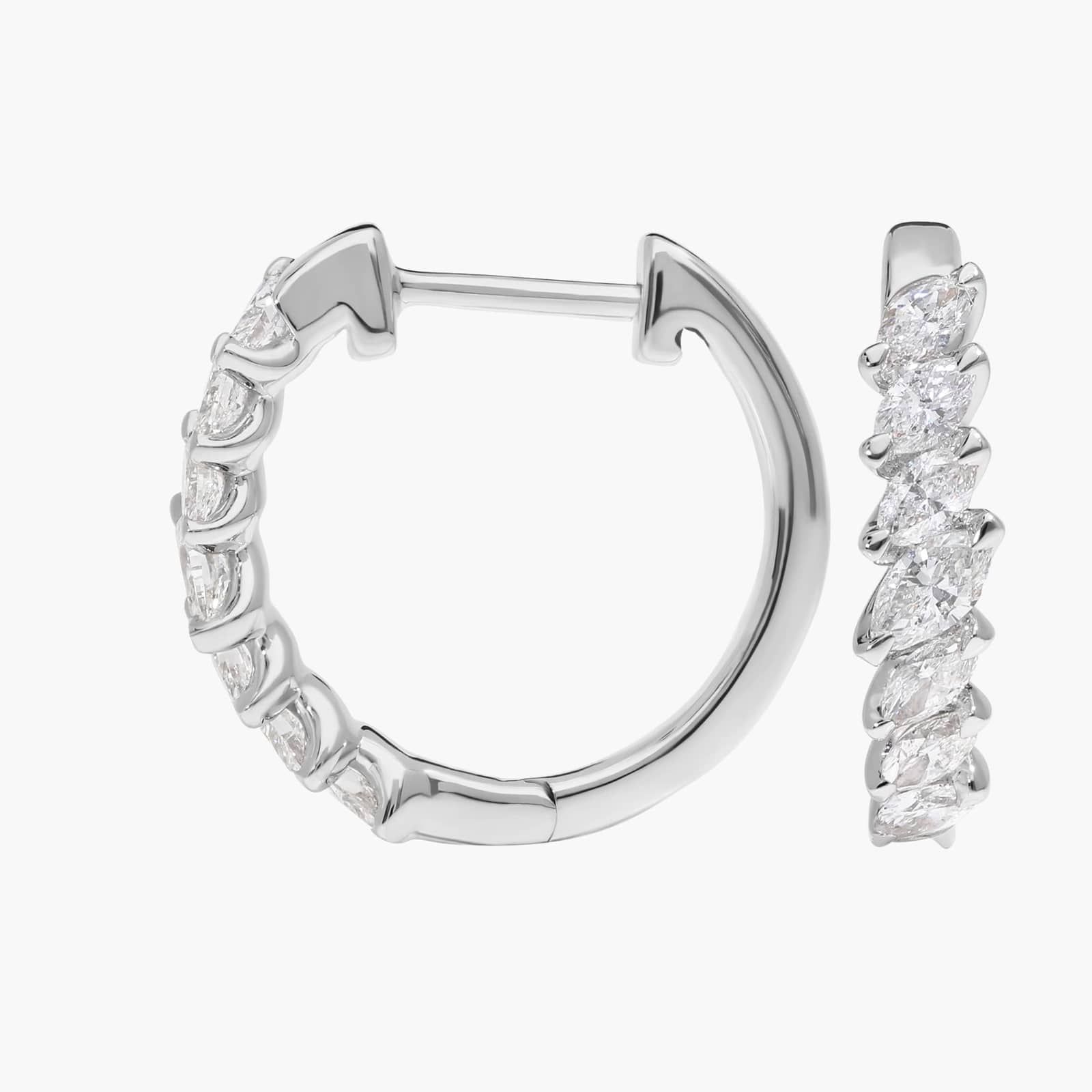 Diamond Hoop Earrings with 0.75 CTW Marquise Cut Lab-Grown Diamonds in 14K White Gold