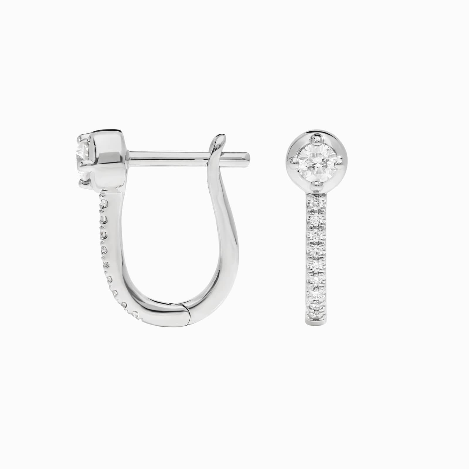 Diamond Center Stone Hoop Earrings with 0.25 CTW Round Cut Lab-Grown Diamonds in 14K White Gold