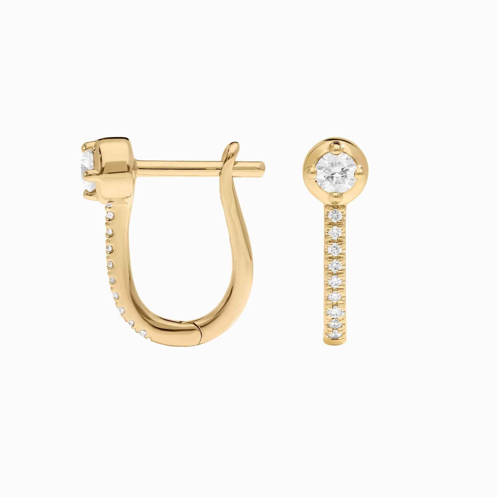 Diamond Center Stone Hoop Earrings with 0.25 CTW Round Cut Lab-Grown Diamonds in 14K Yellow Gold