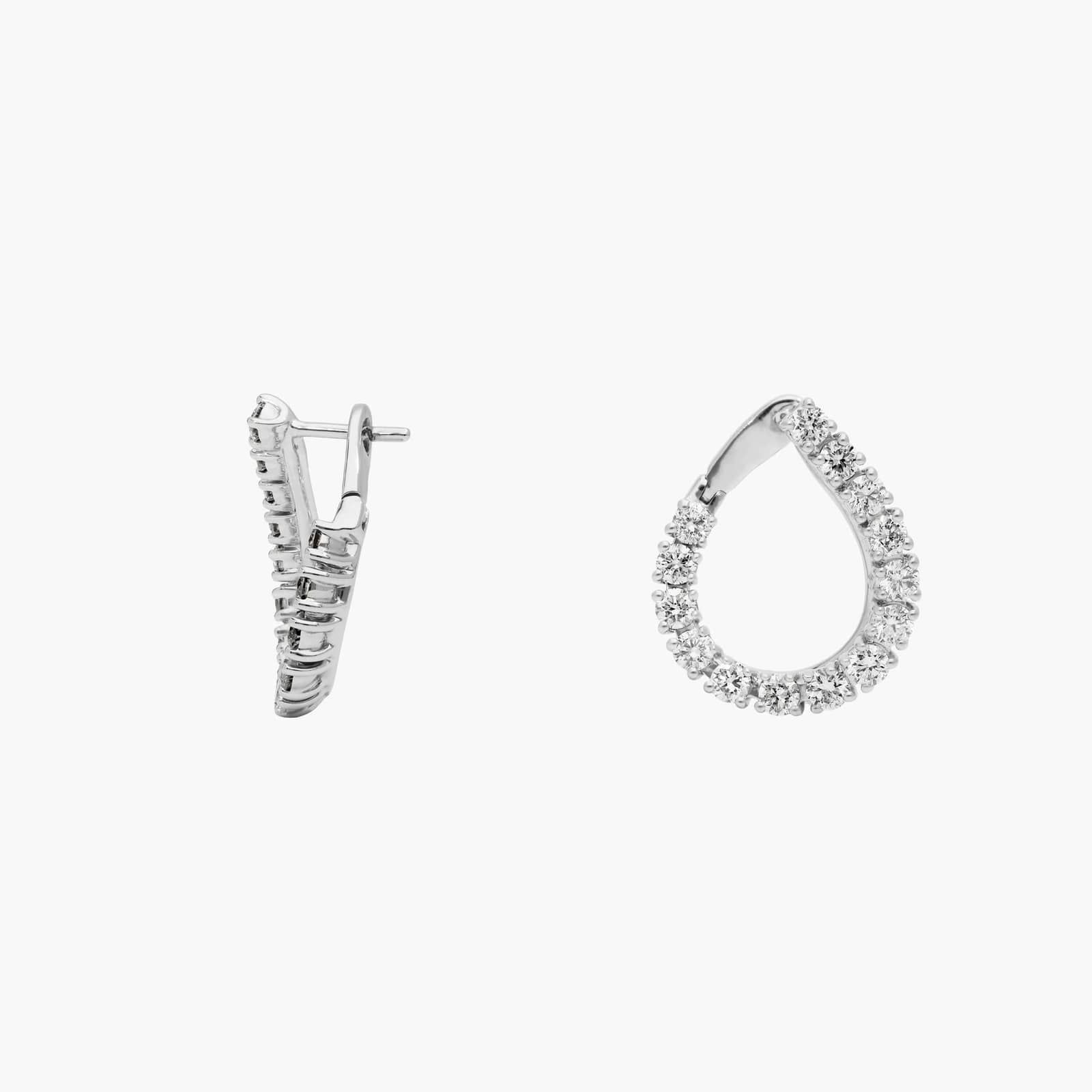 Teardrop Shaped Front-Back Diamond Earrings in 14K White Gold