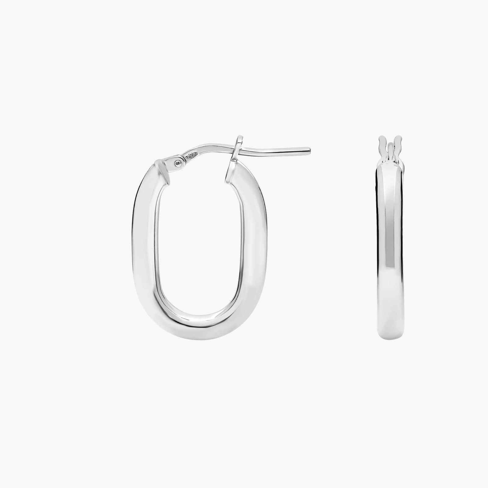 Oval Sterling Silver Hoop Earrings