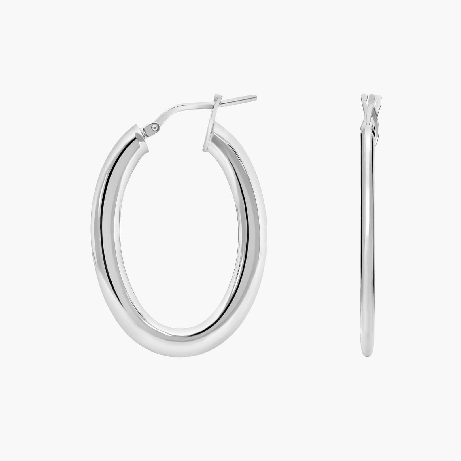 Oval Sterling Silver Hoop Earrings
