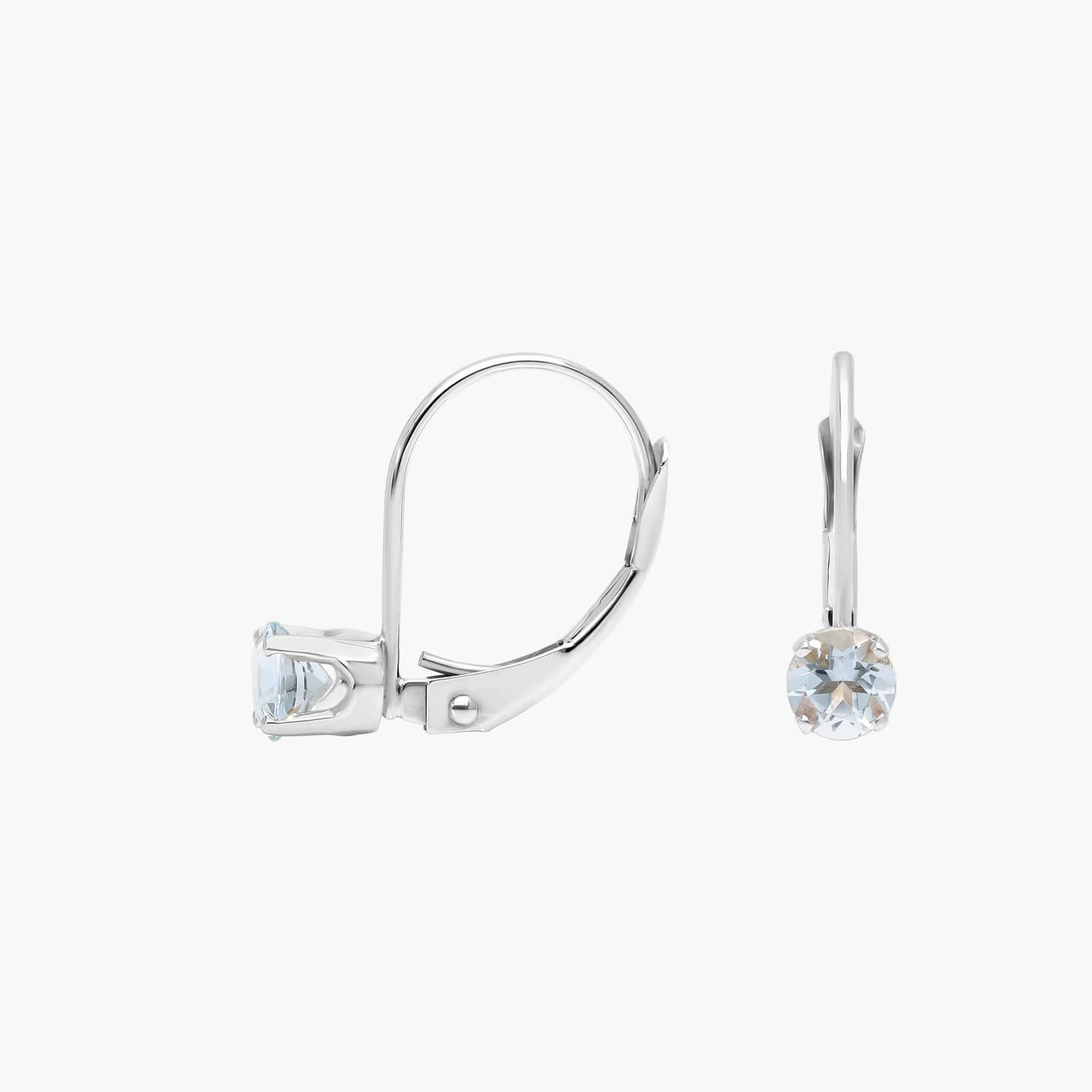 Aquamarine Leverback Earrings in 14K White Gold