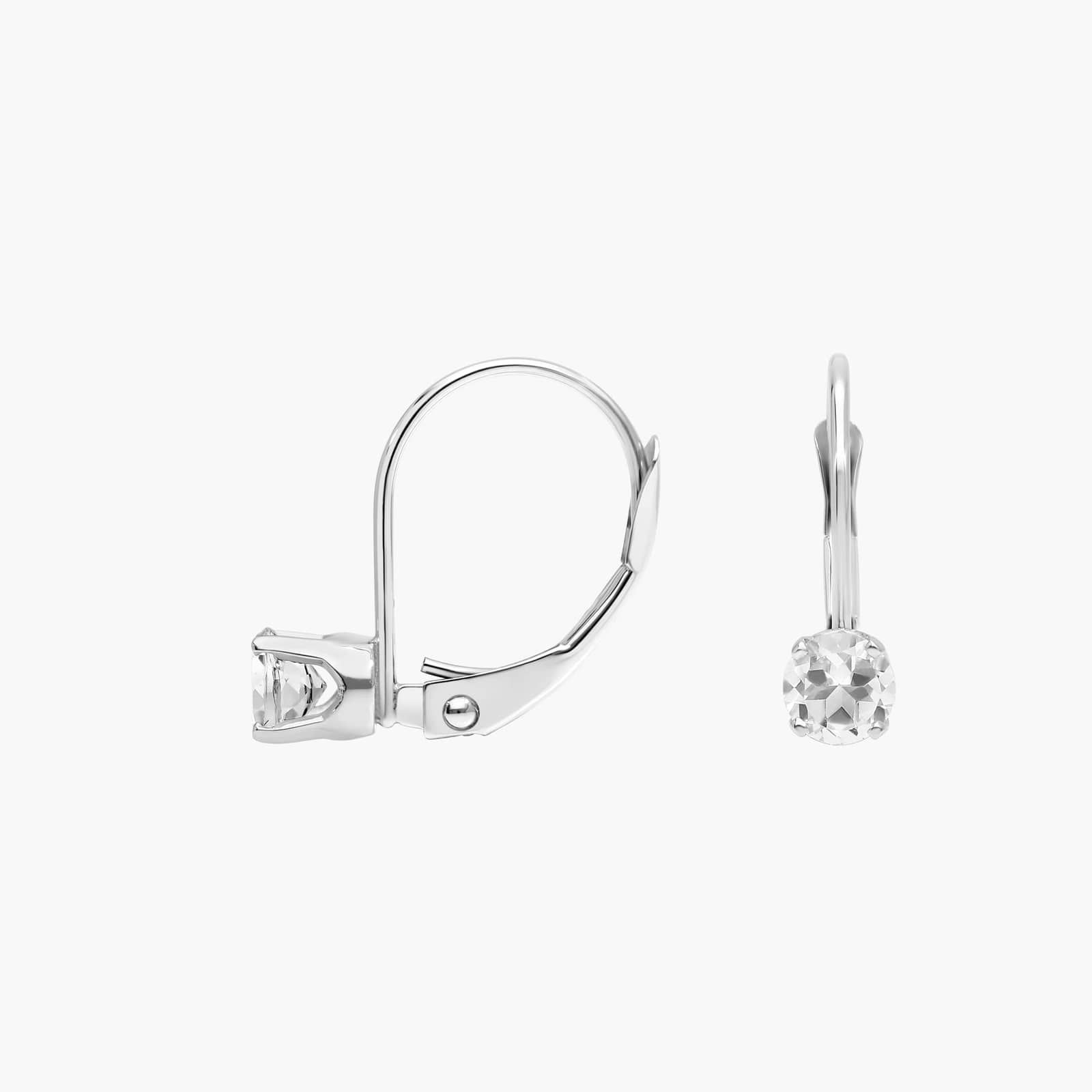 White Topaz Leverback Earrings in 14K White Gold