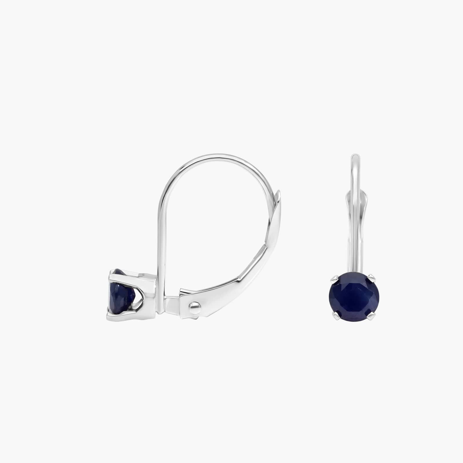 Sapphire Leverback Earrings in 14K White Gold