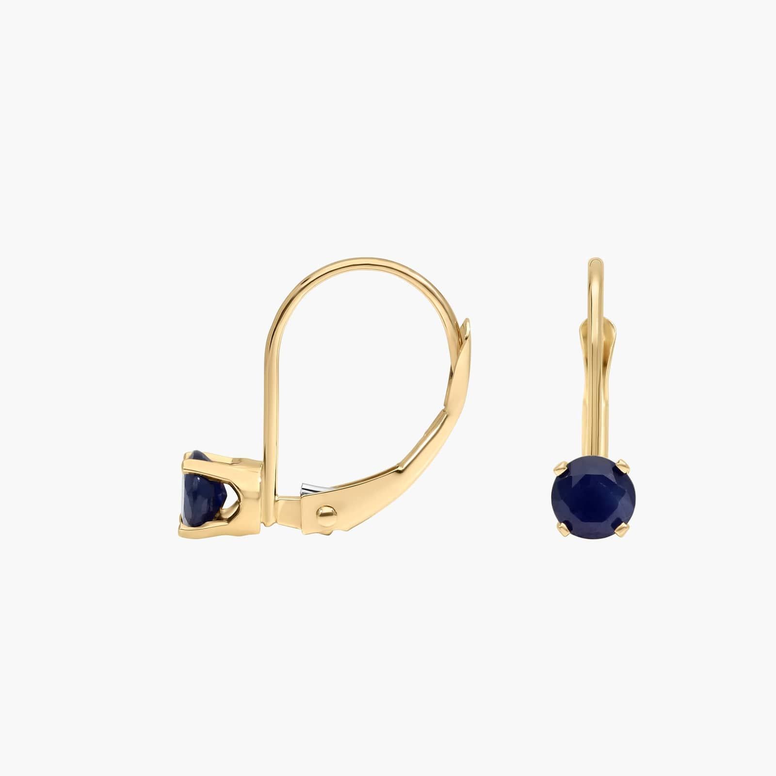 Sapphire Leverback Earrings in 14K Yellow Gold