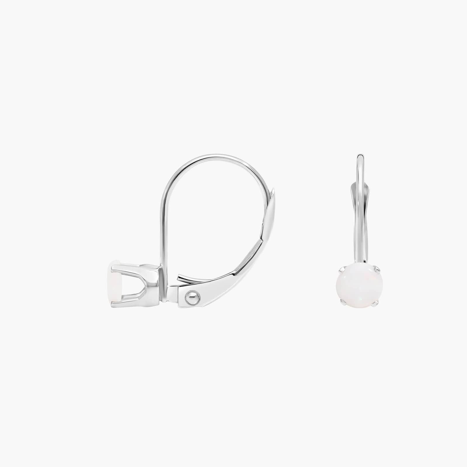 Opal Leverback Earrings in 14K White Gold