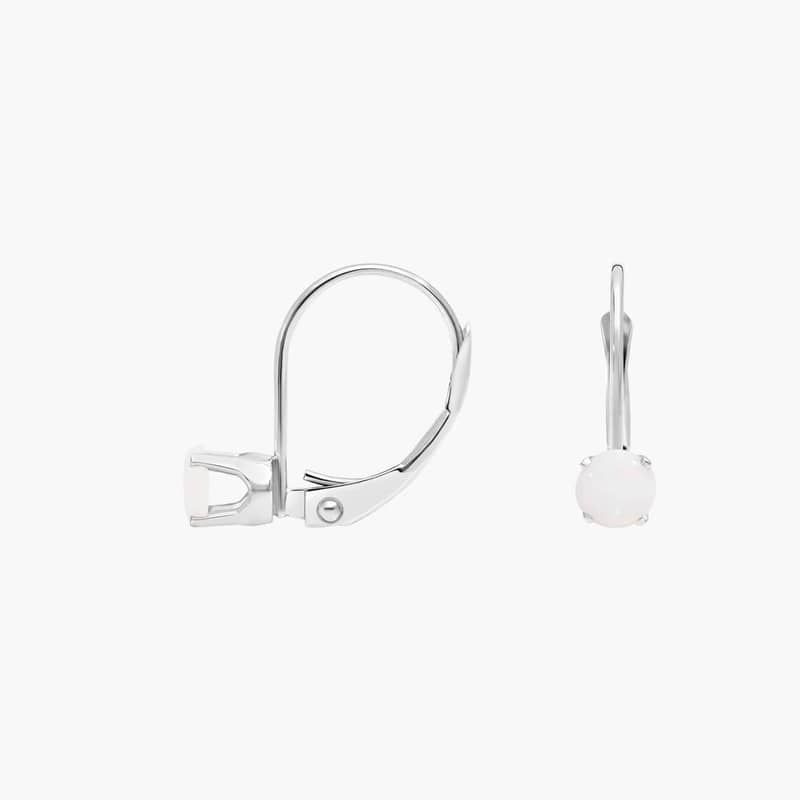 Opal Leverback Earrings in 14K White Gold