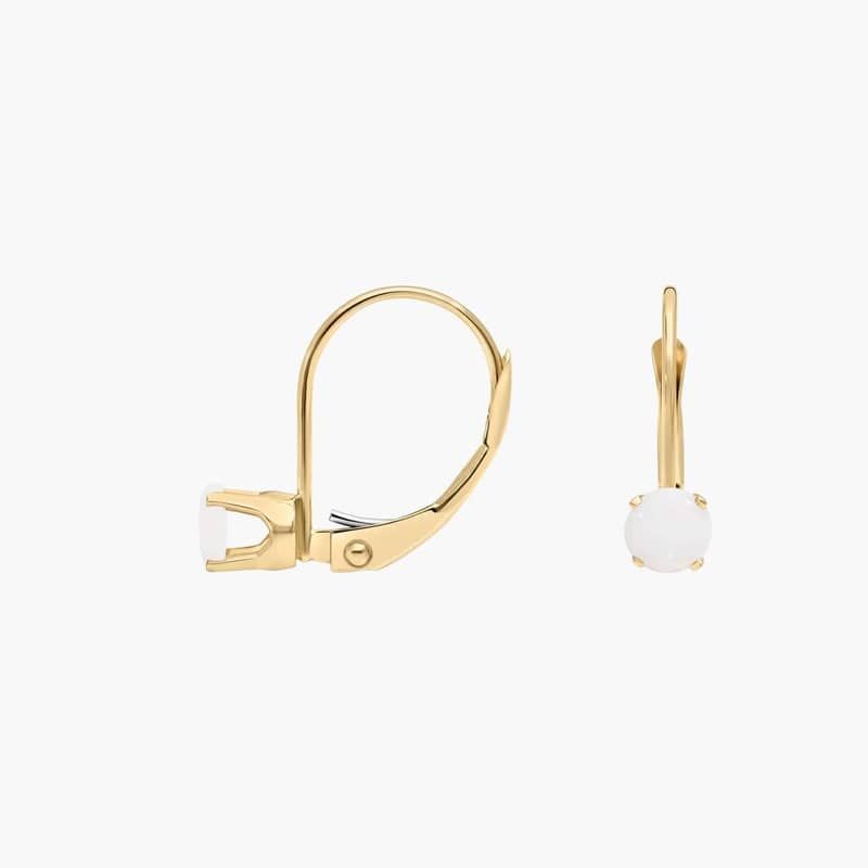 Opal Leverback Earrings in 14K Yellow Gold