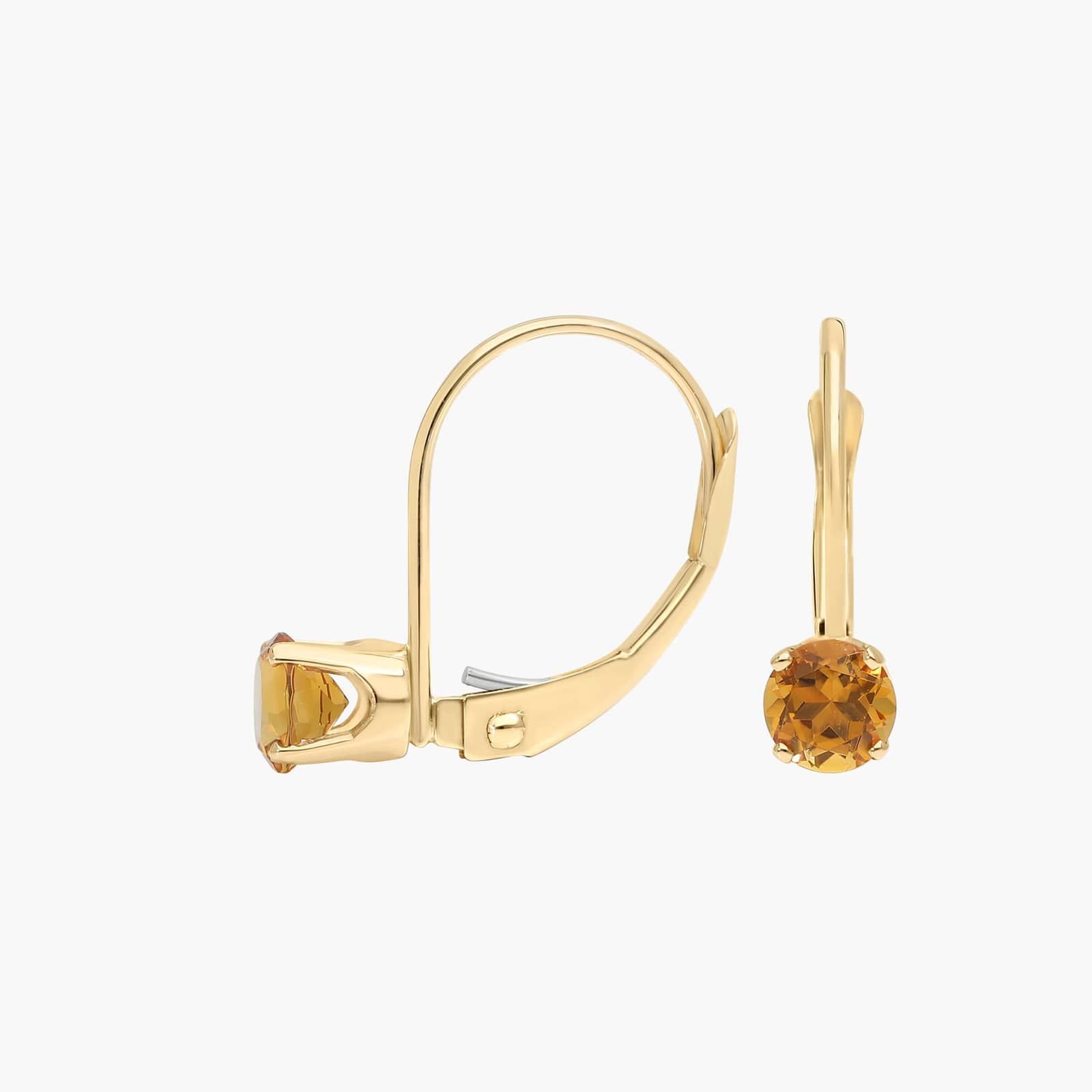 Citrine Leverback Earrings in 14K Yellow Gold