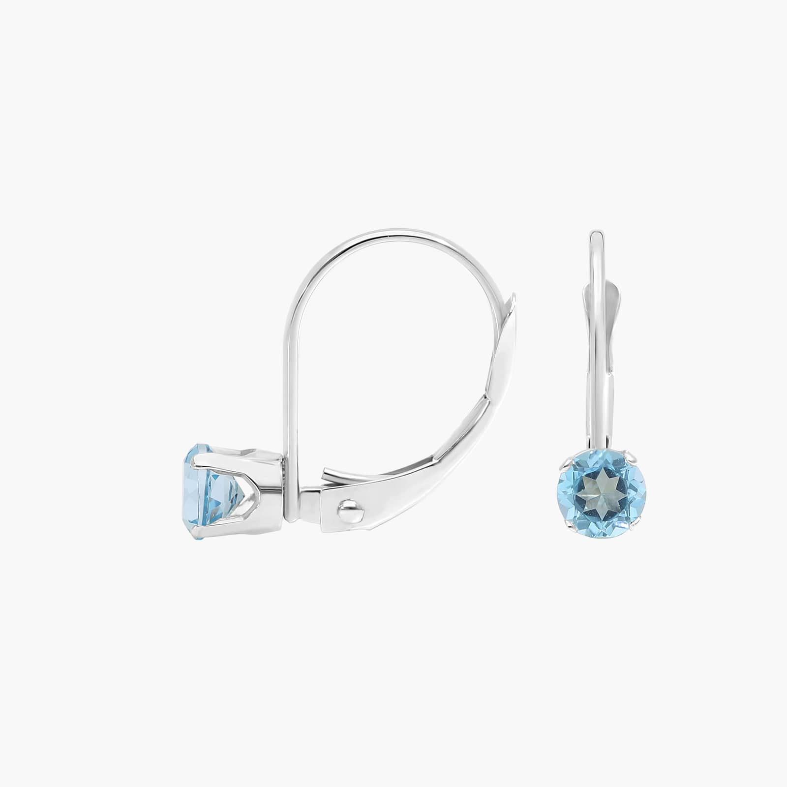 Blue Topaz Leverback Earrings in 14K White Gold