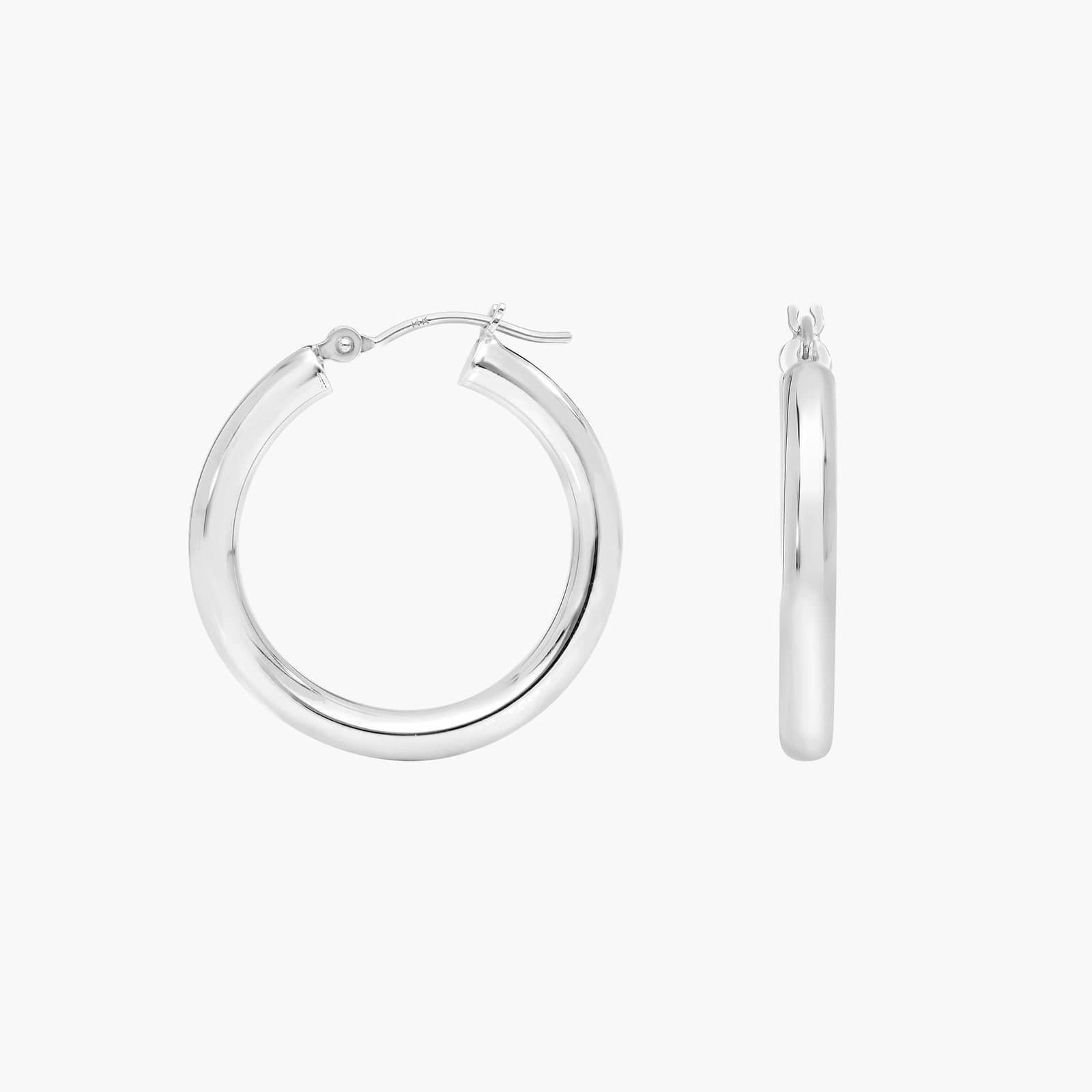 Tube Hoop Earrings (3x25mm) in 14K White Gold