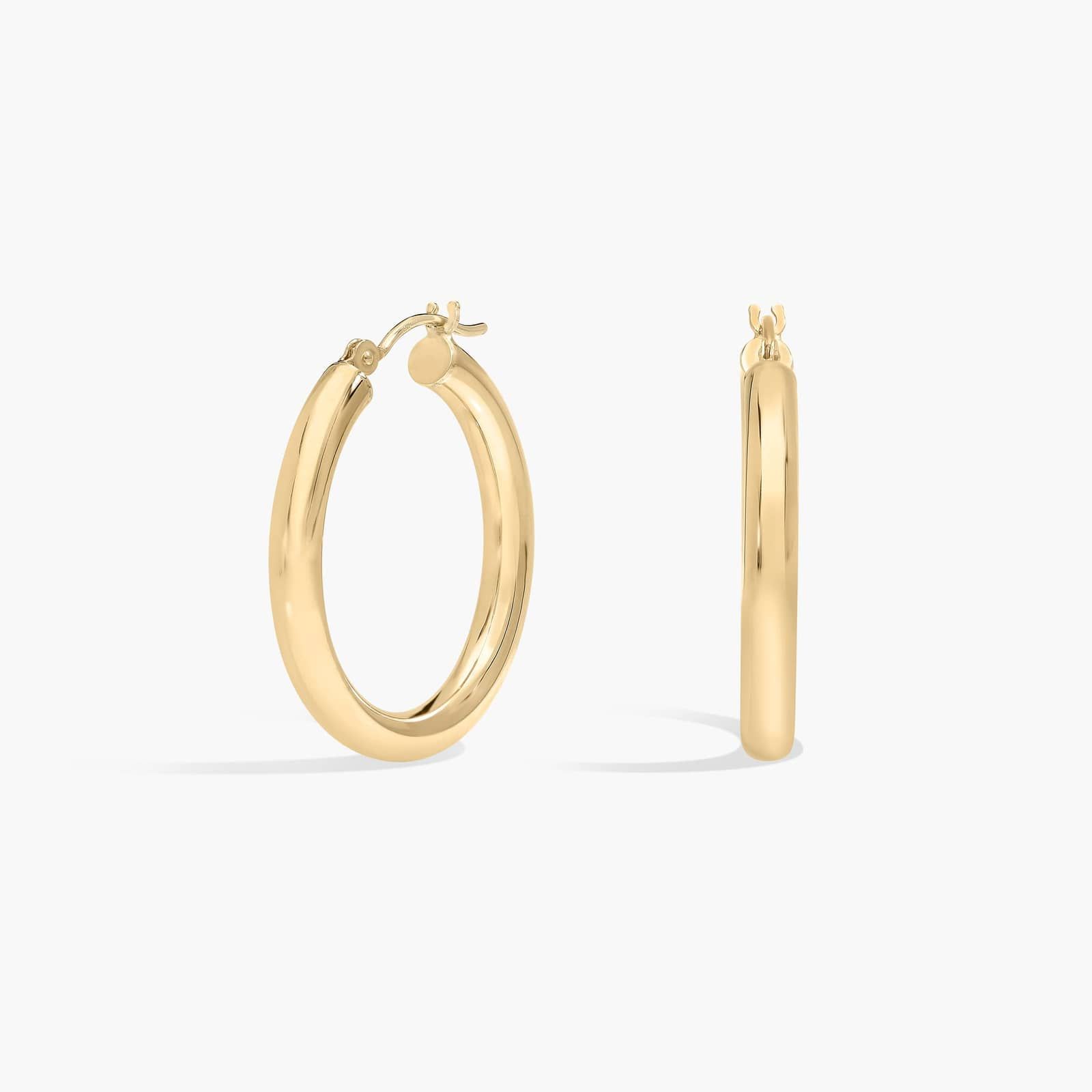 Tube Hoop Earrings (3x25mm) in 14K Yellow Gold
