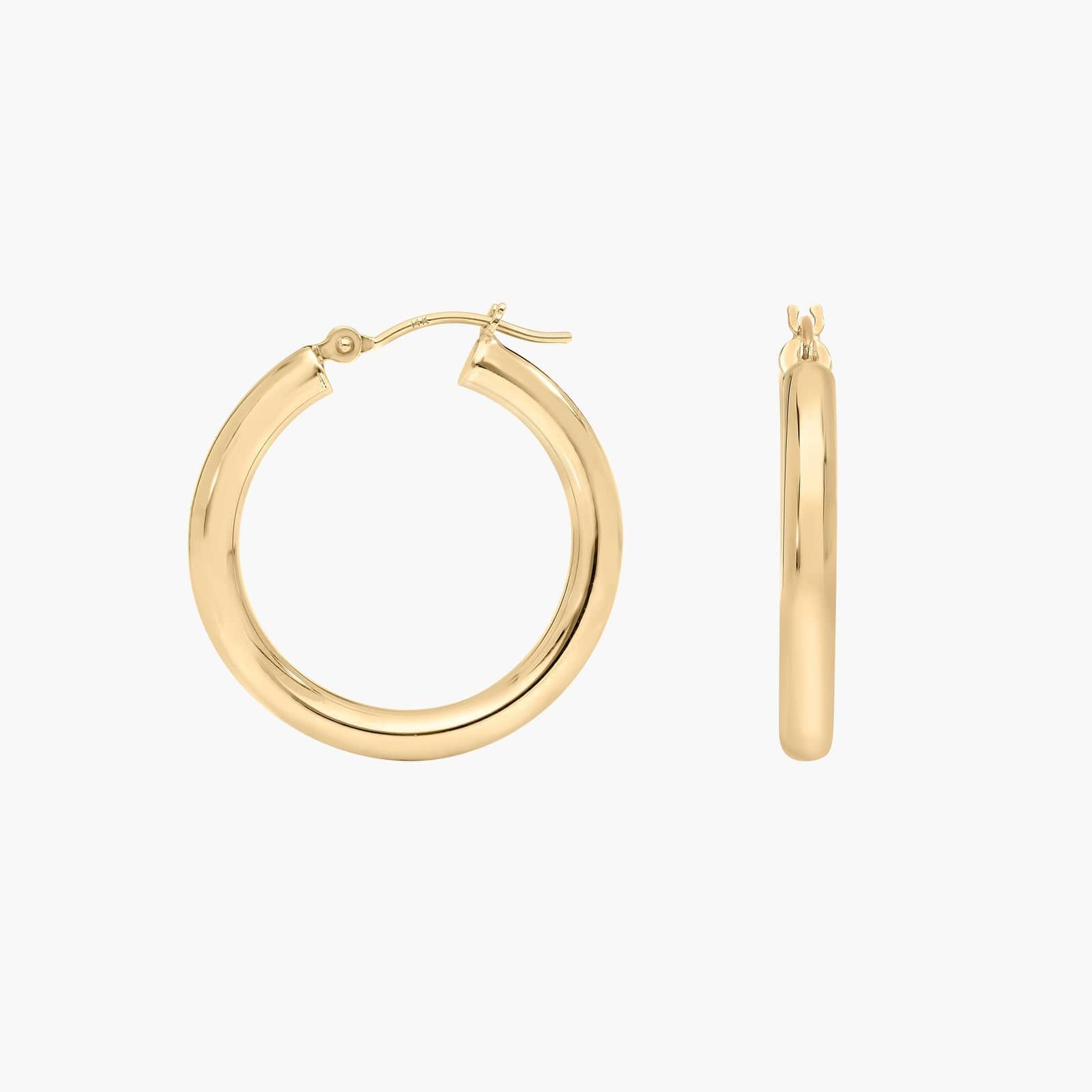 Tube Hoop Earrings (3x25mm) in 14K Yellow Gold