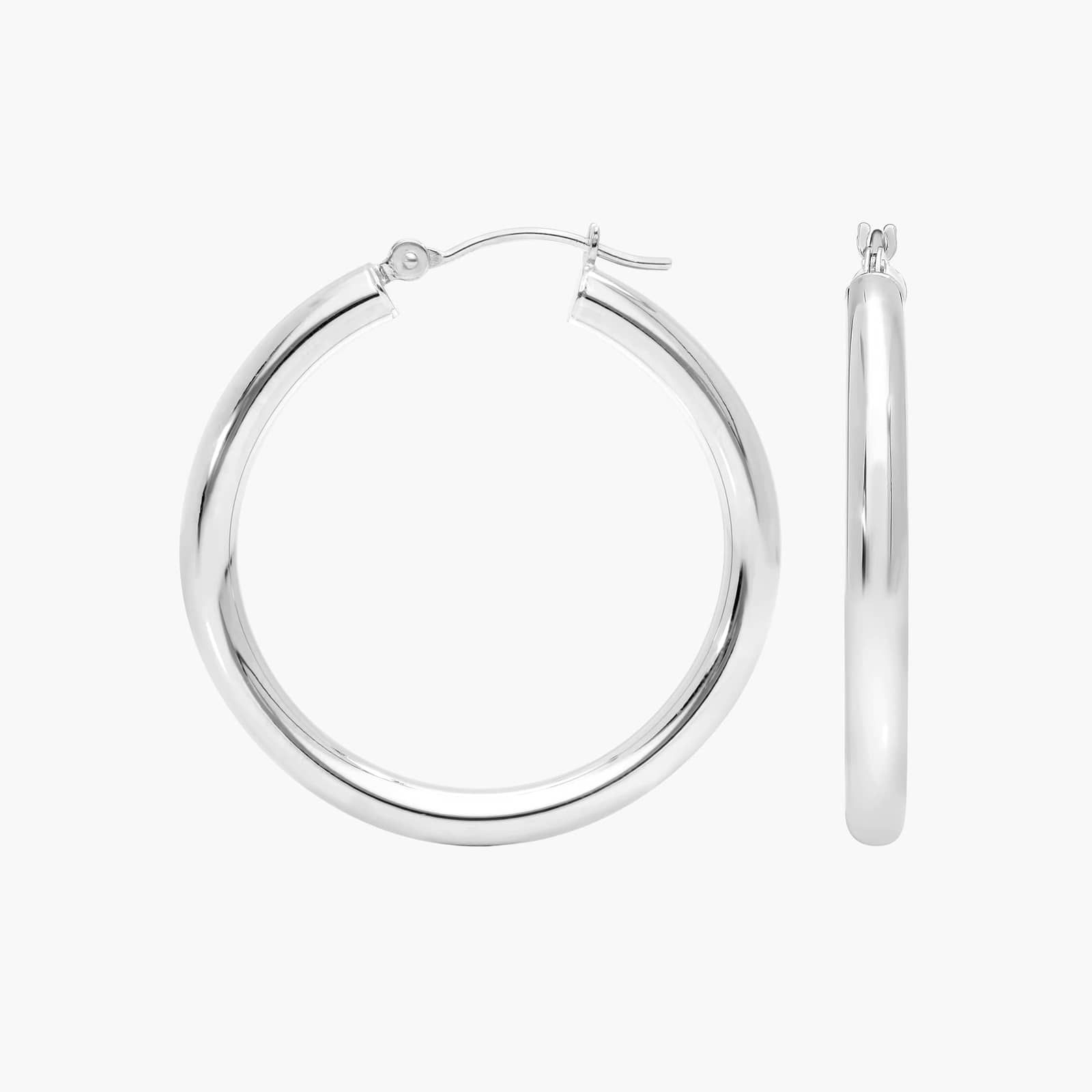 Tube Hoop Earrings (3x30mm) in 14K White Gold