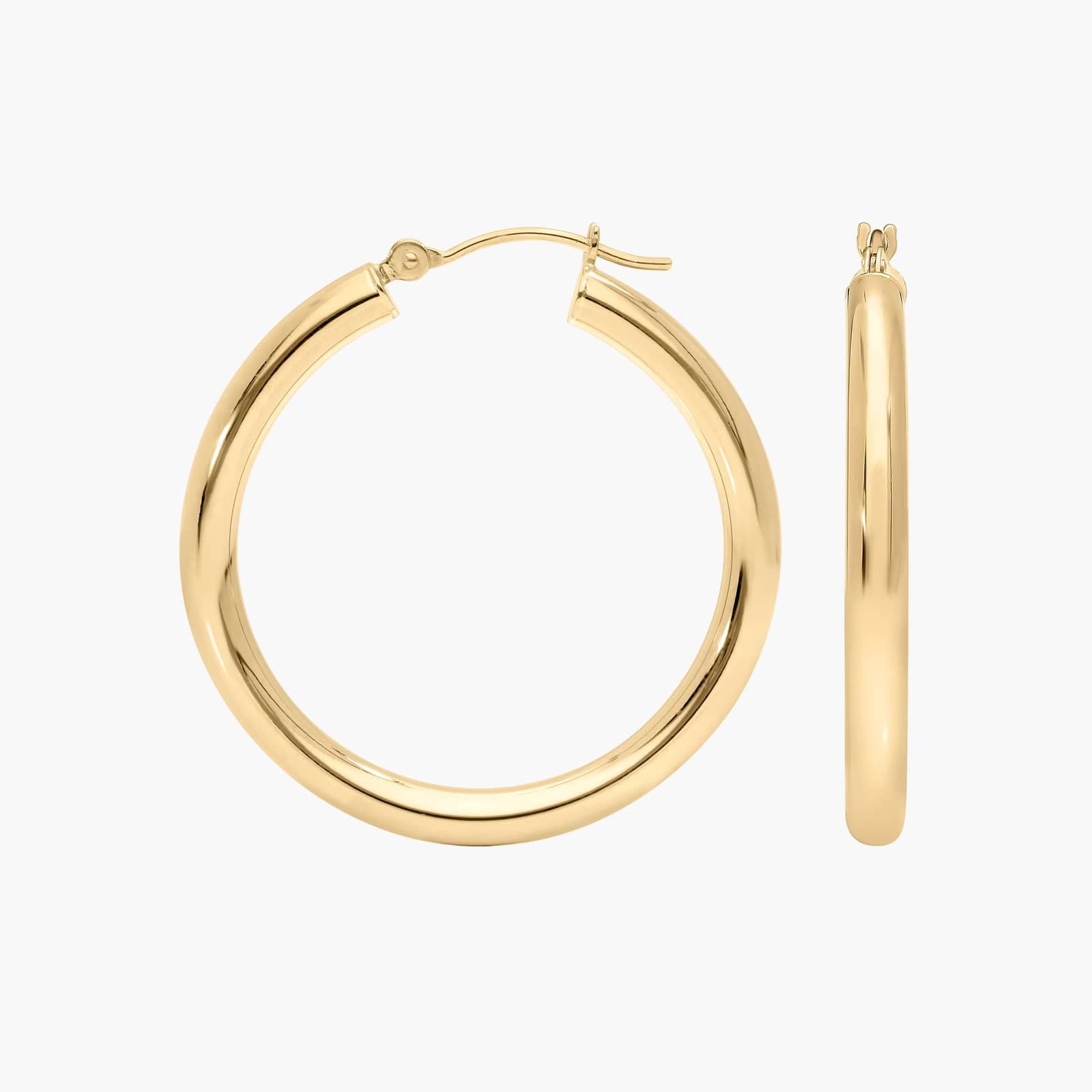 Tube Hoop Earrings (3x30mm) in 14K Yellow Gold