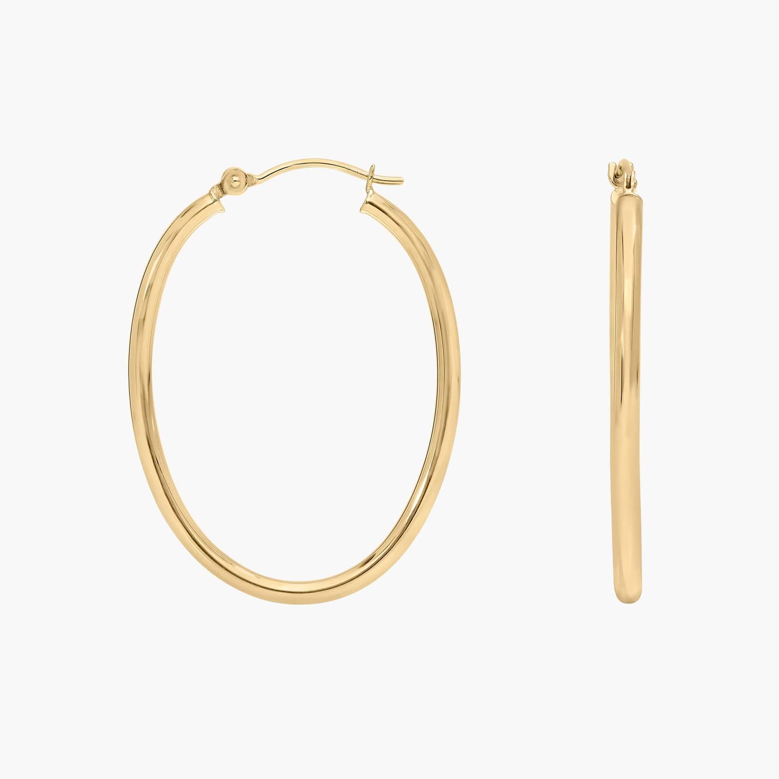 Oval Hoop Earrings (2x30mm) in 14K Yellow Gold