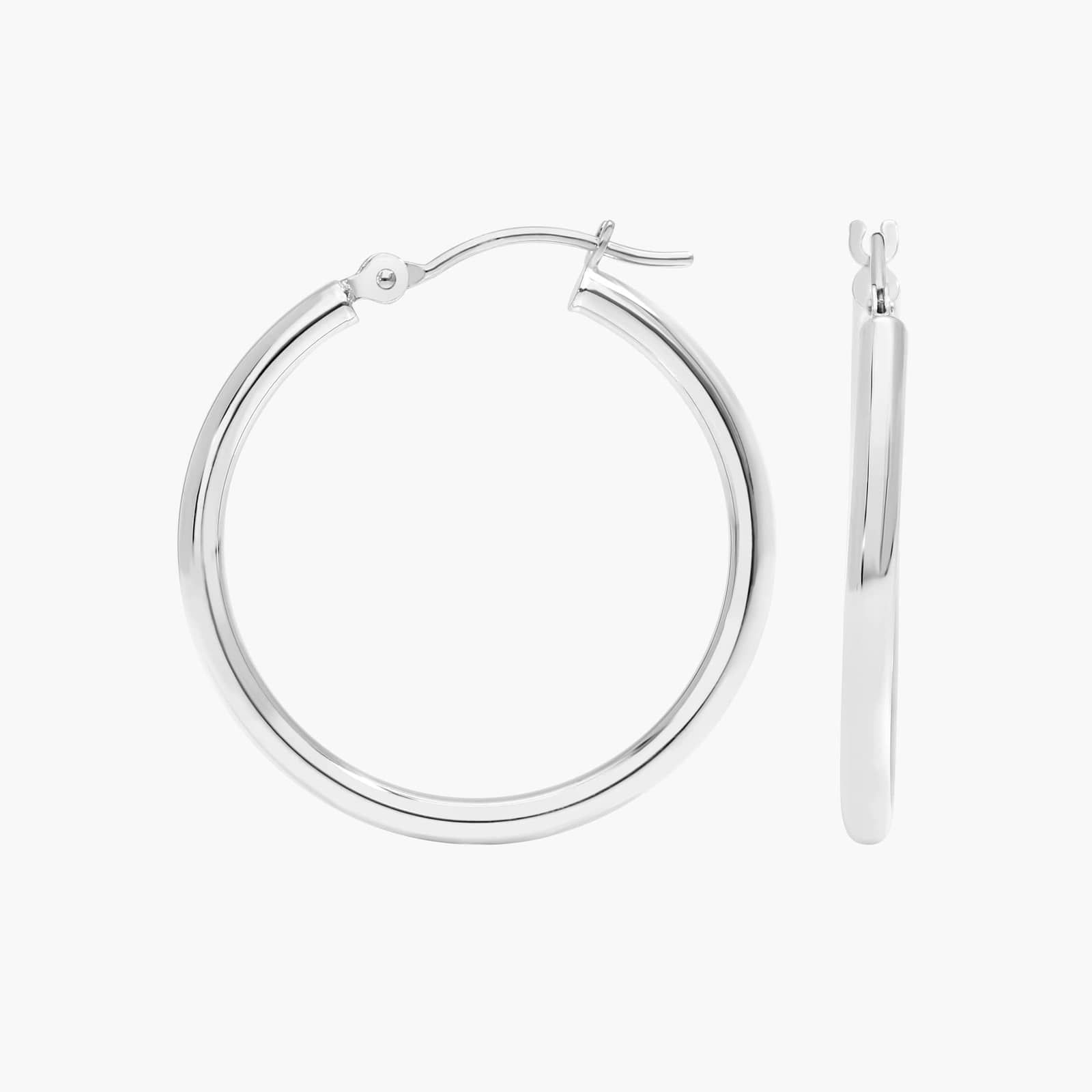 Hoop Earrings (2x25mm) in 14K White Gold