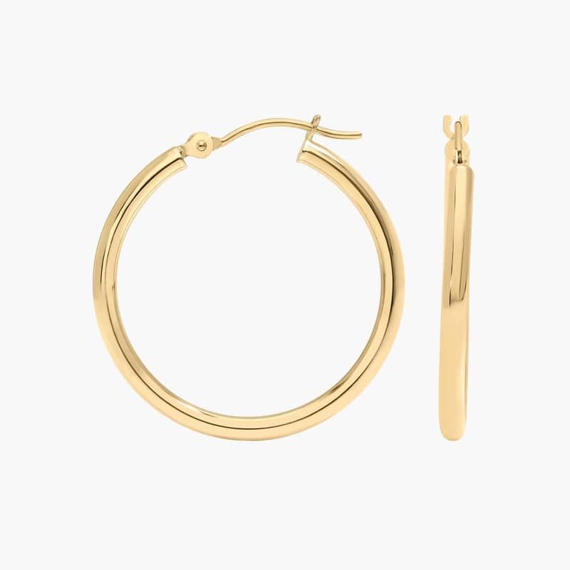 Hoop Earrings (2x25mm) in 14K Yellow Gold