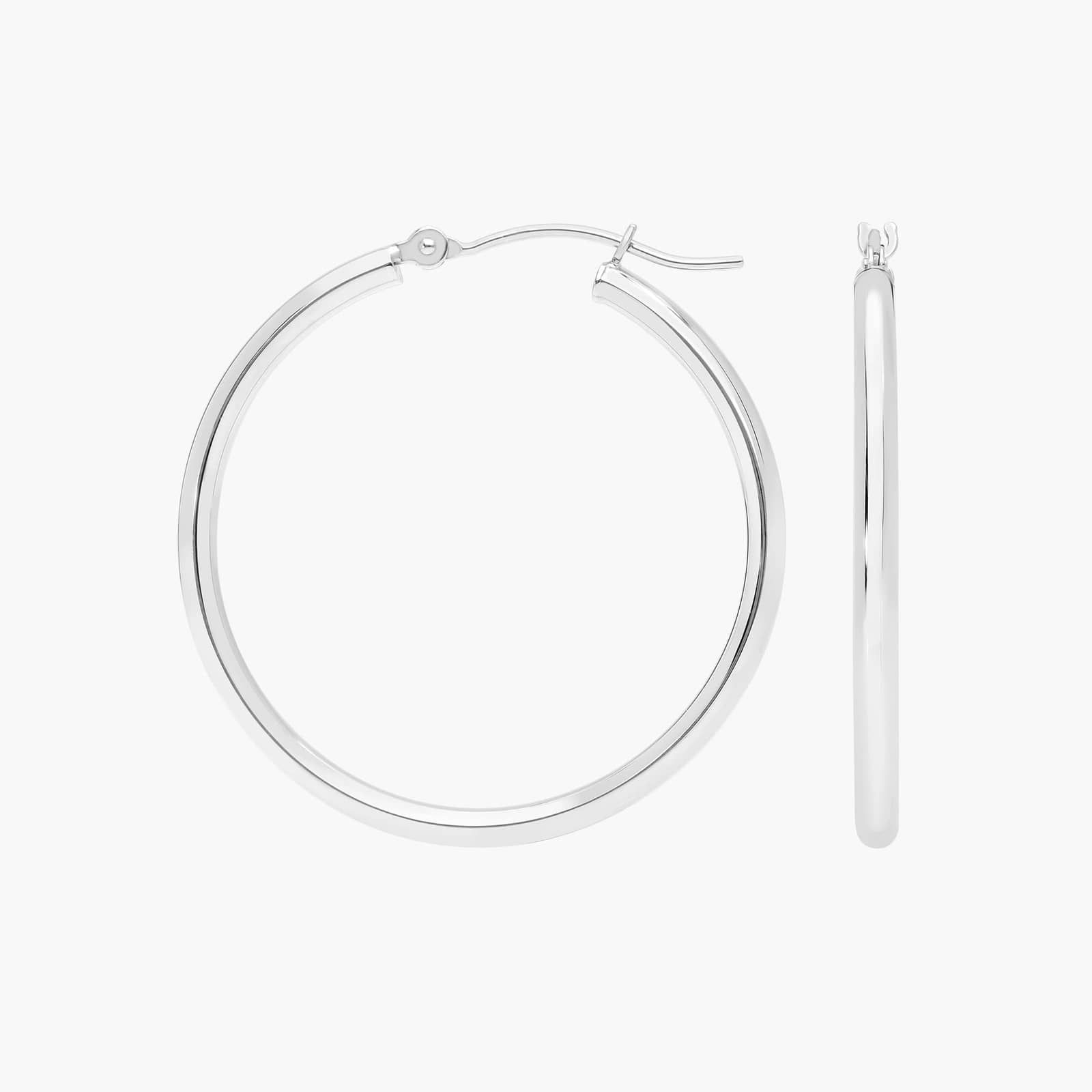 Hoop Earrings (2x30mm) in 14K White Gold