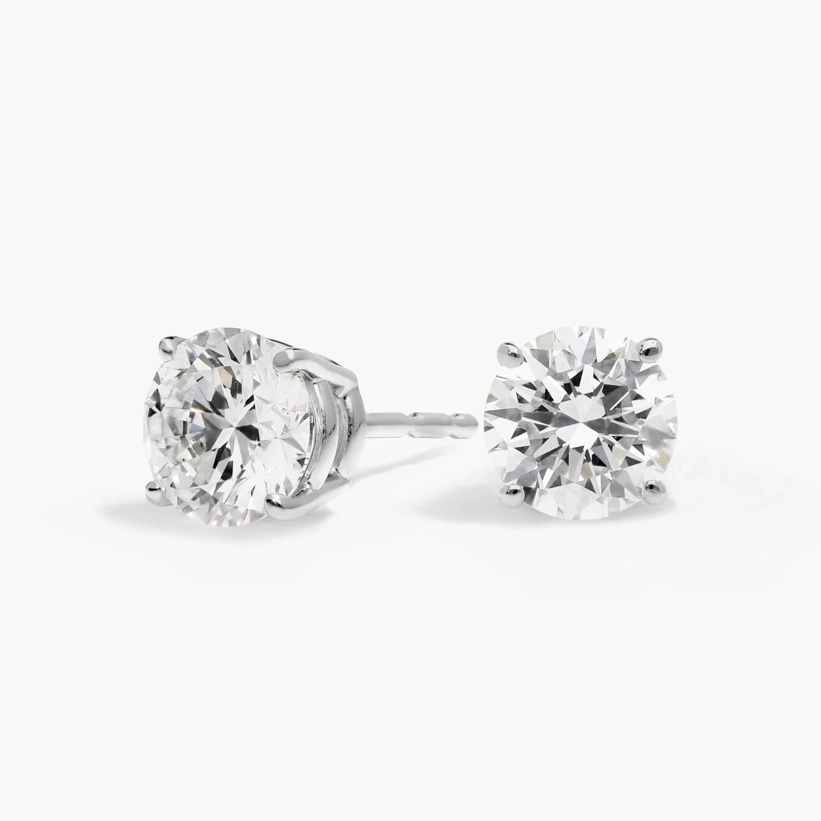 Diamond Stud Earrings with 1.25 CTW Round Cut Lab-Grown Diamonds in 14K White Gold