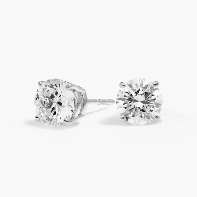 Diamond Stud Earrings with 1.25 CTW Round Cut Lab-Grown Diamonds in 14K White Gold