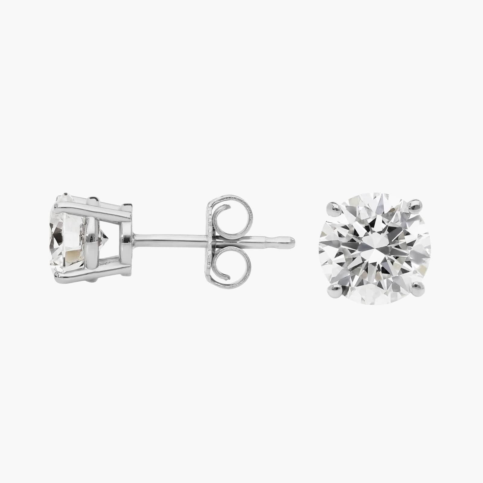 Diamond Stud Earrings with 1.25 CTW Round Cut Lab-Grown Diamonds in 14K White Gold