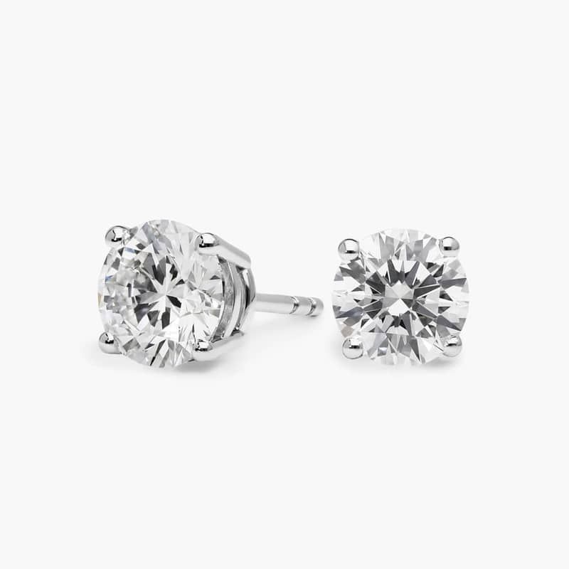 Diamond Stud Earrings with 1.75 CTW Round Cut Lab-Grown Diamonds in 14K White Gold