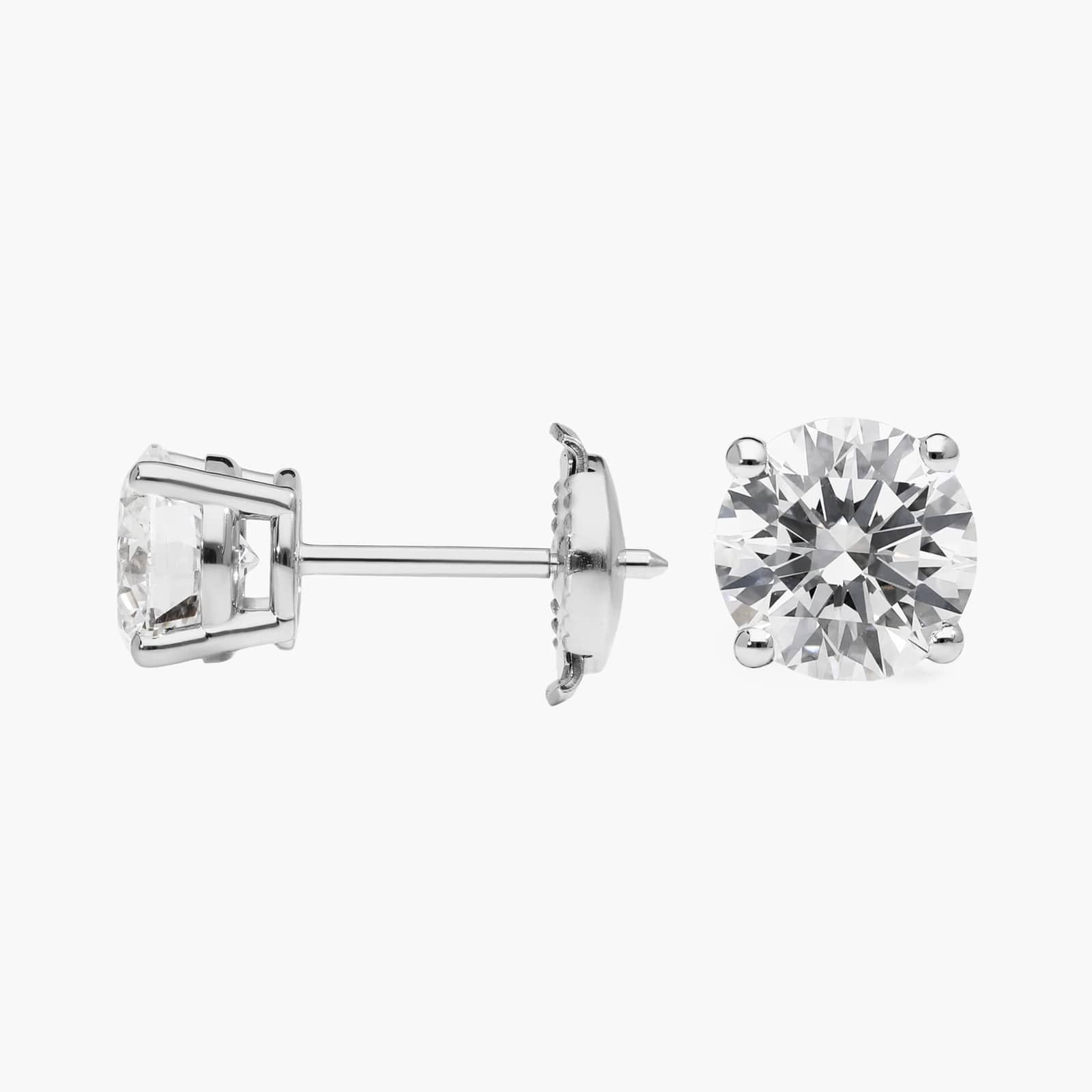 Diamond Stud Earrings with 1.75 CTW Round Cut Lab-Grown Diamonds in 14K White Gold