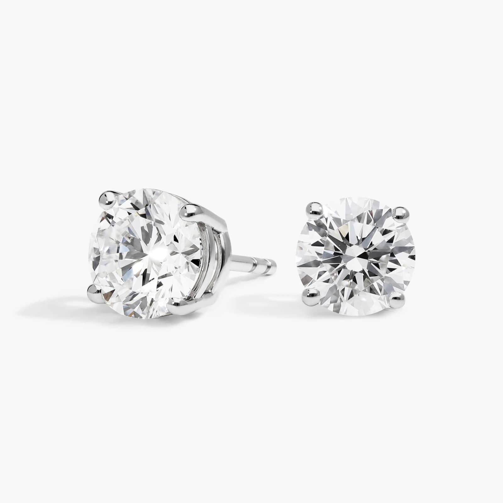 Diamond Stud Earrings with 2.25 CTW Round Cut Lab-Grown Diamonds in 14K White Gold
