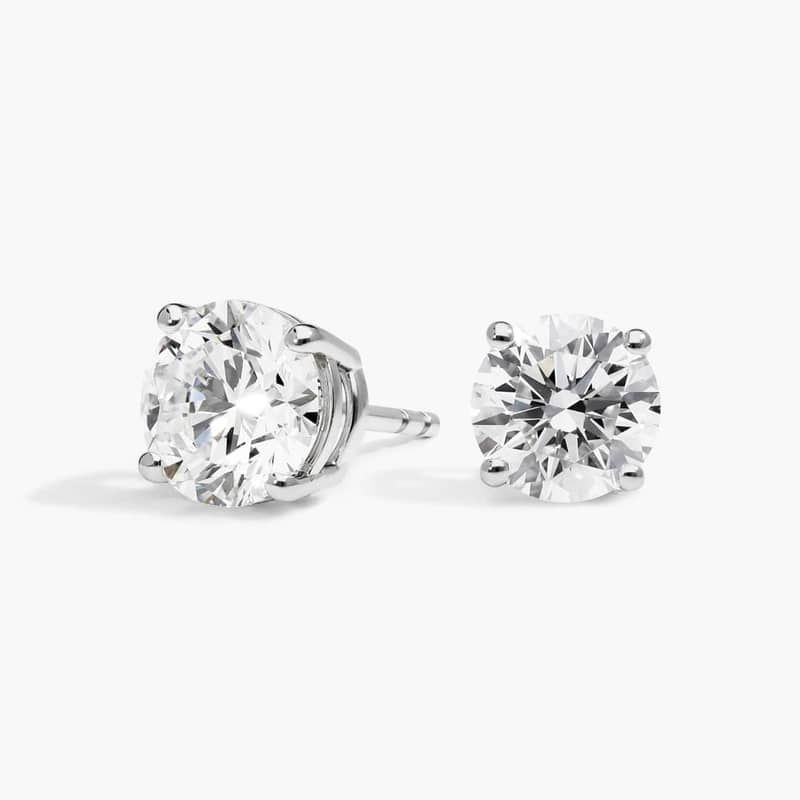 Diamond Stud Earrings with 2.25 CTW Round Cut Lab-Grown Diamonds in 14K White Gold