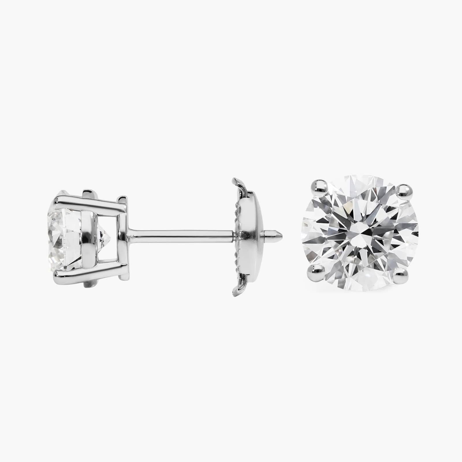 Diamond Stud Earrings with 2.25 CTW Round Cut Lab-Grown Diamonds in 14K White Gold