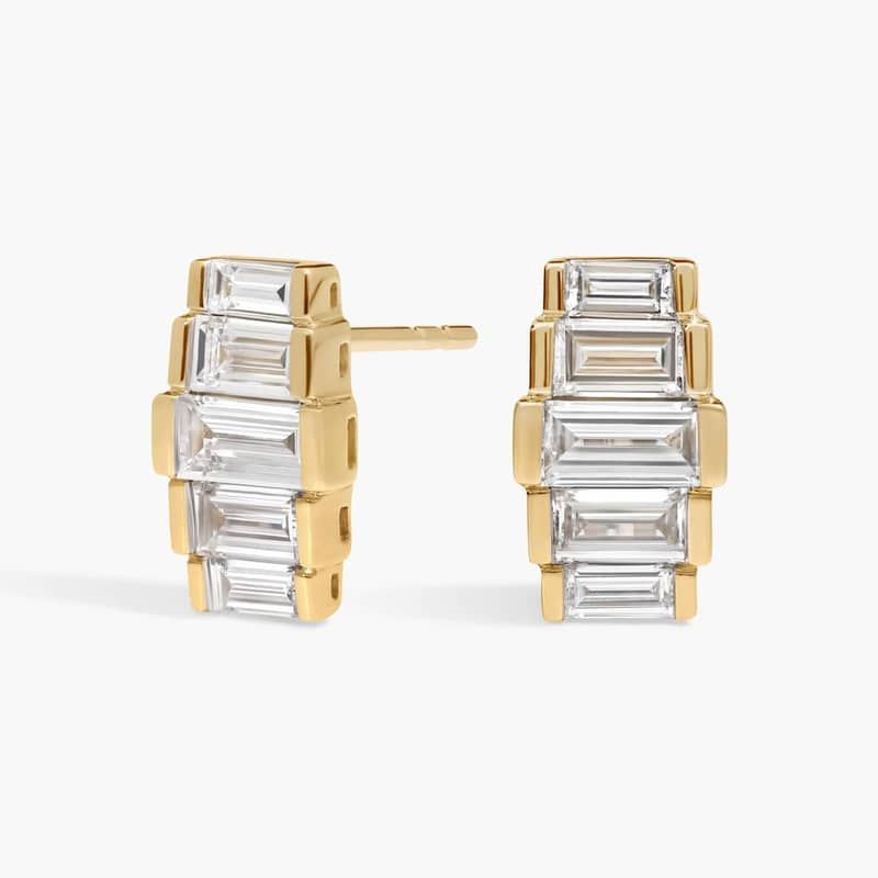 East-West Graduating Baguette Cut Lab-Grown Diamond Earrings 14K Yellow Gold