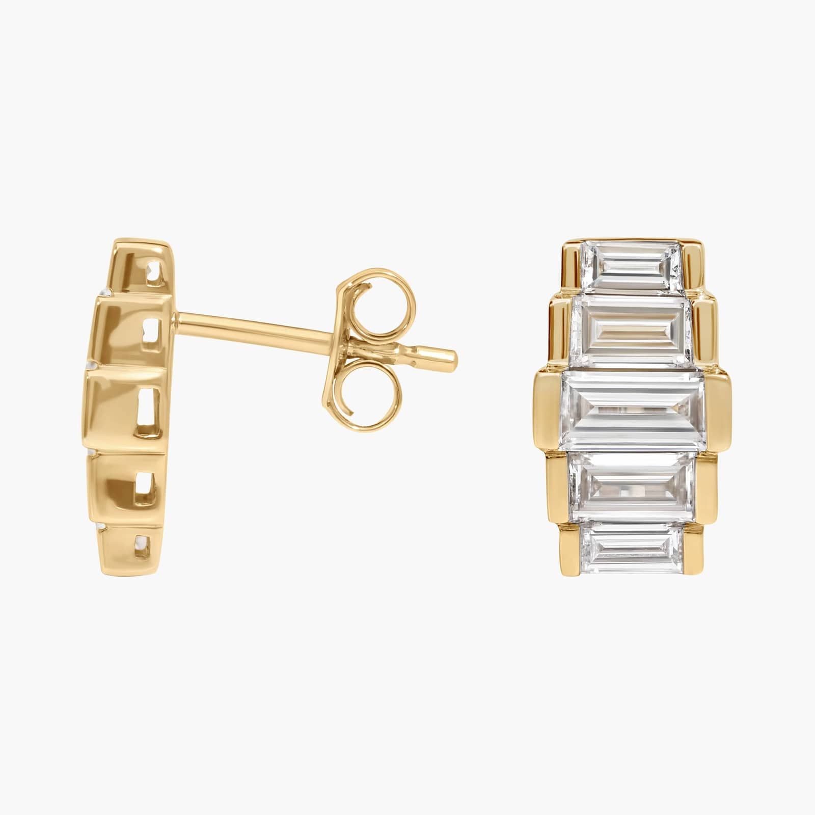 East-West Graduating Baguette Cut Lab-Grown Diamond Earrings 14K Yellow Gold