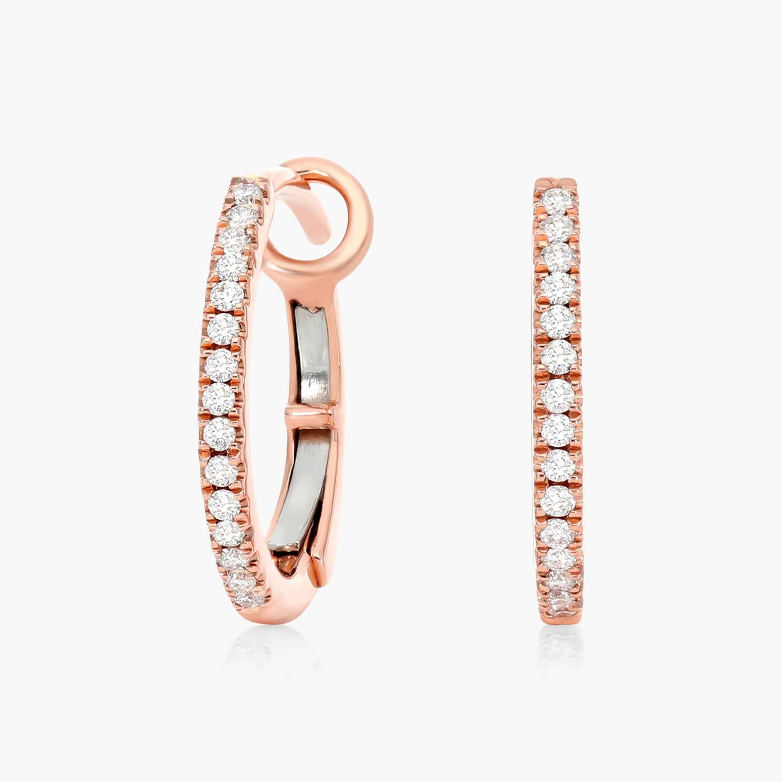 Diamond Huggie Hoop Earrings In 14K Rose Gold