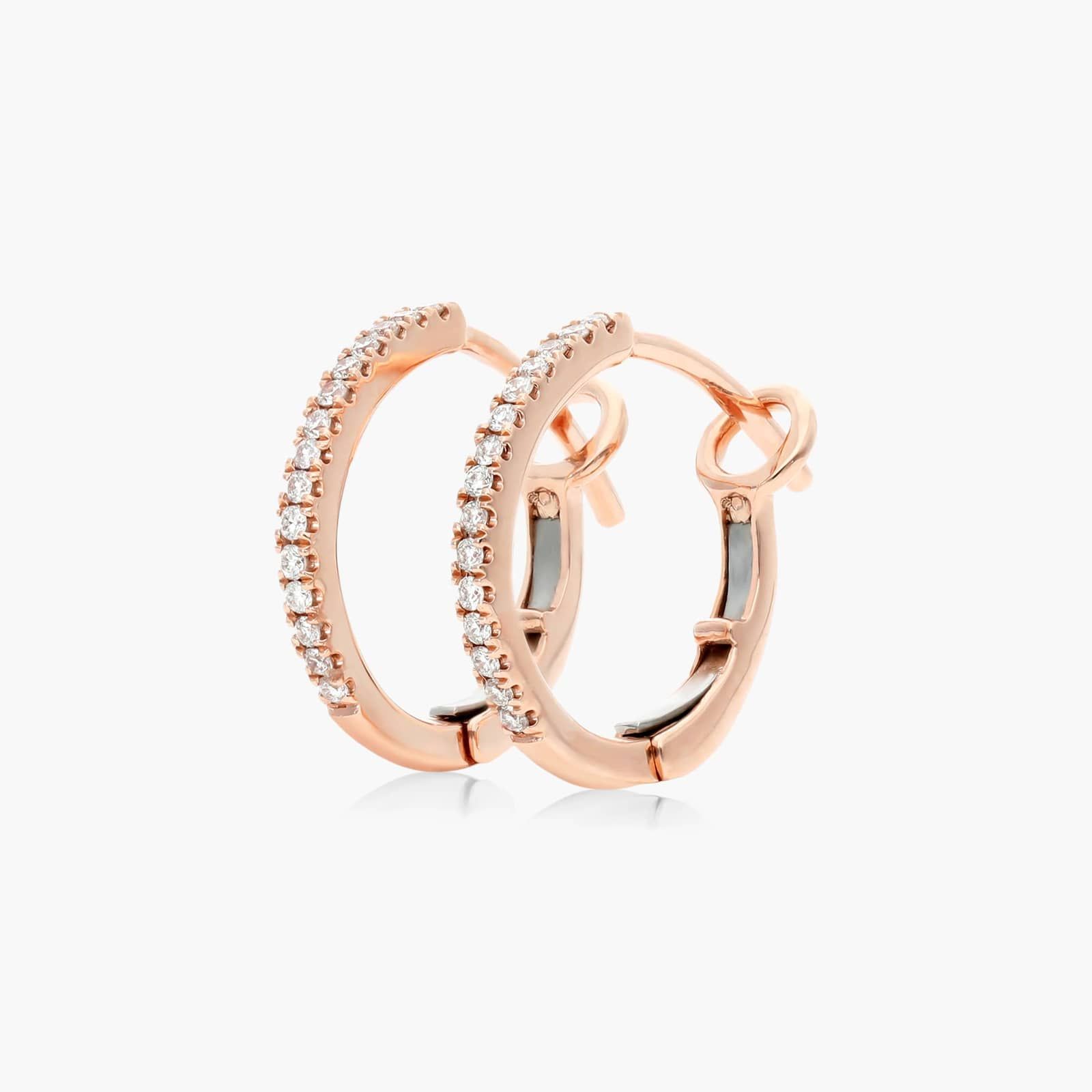 Diamond Huggie Hoop Earrings In 14K Rose Gold