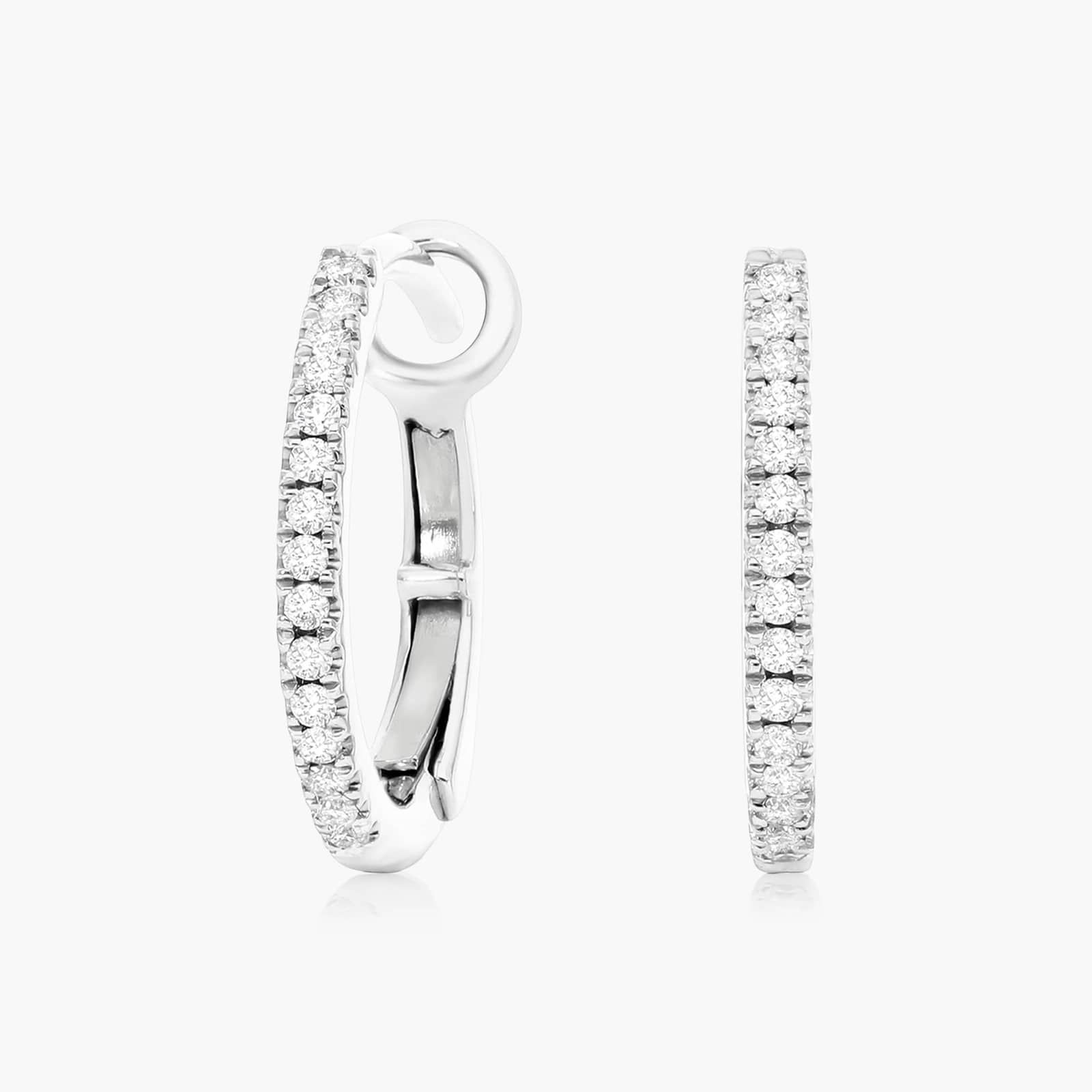 Diamond Huggie Hoop Earrings In 14K White Gold