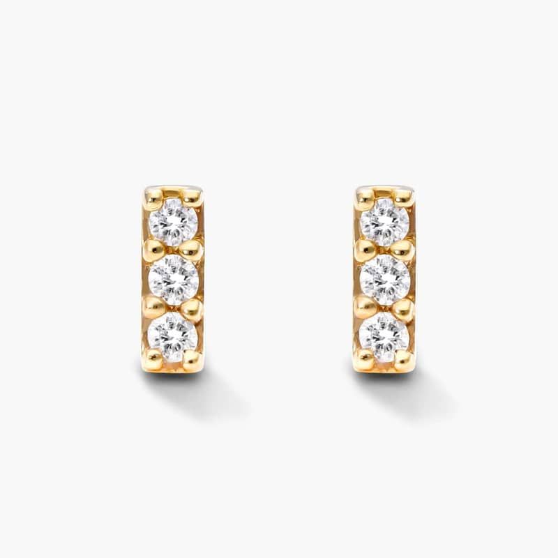 Petite Bar Diamond Earrings In 14K Yellow Gold