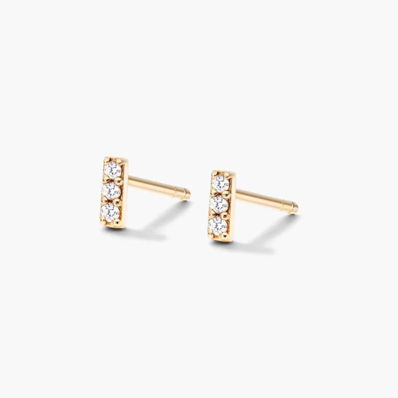 Petite Bar Diamond Earrings In 14K Yellow Gold