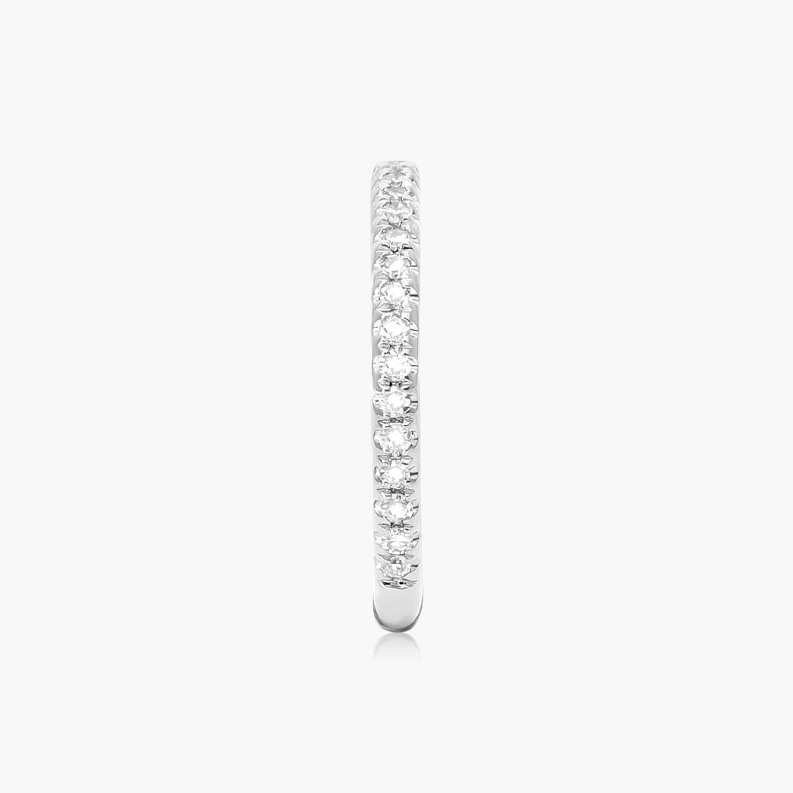 Single Diamond  Ear Cuff In 14K White Gold
