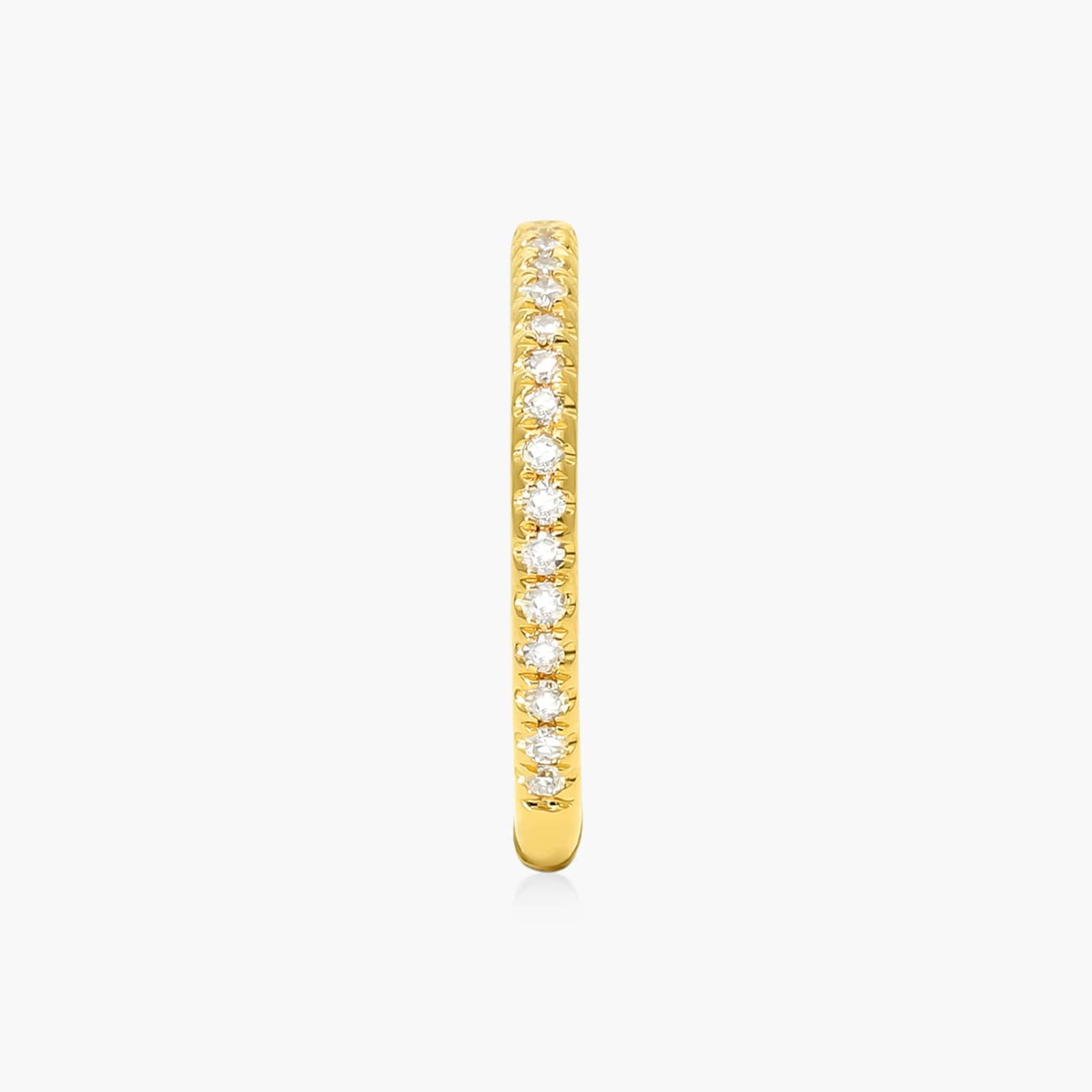 Single Diamond  Ear Cuff In 14K Yellow Gold