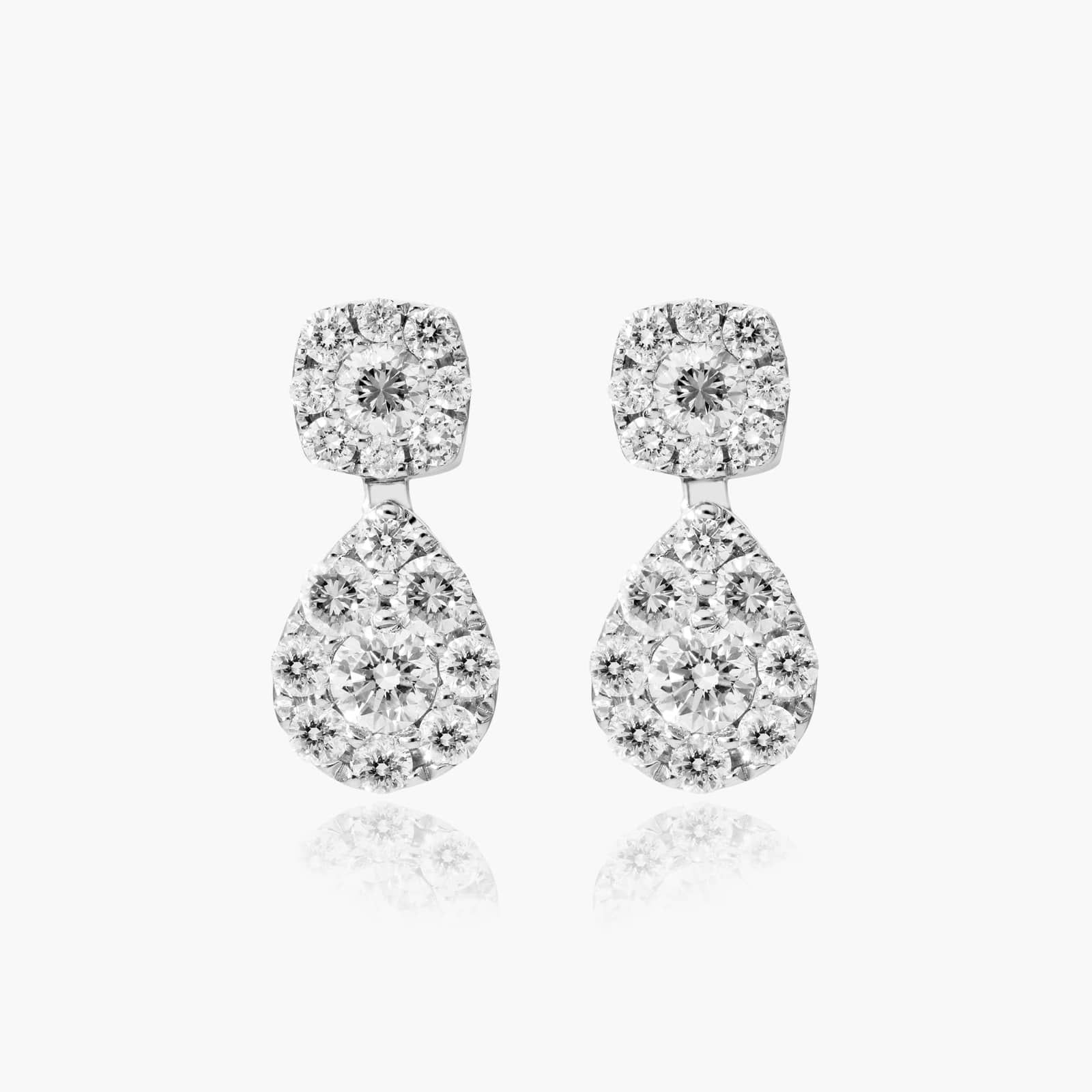 Fancy Droplet Diamond Drop Earrings In 14K White Gold